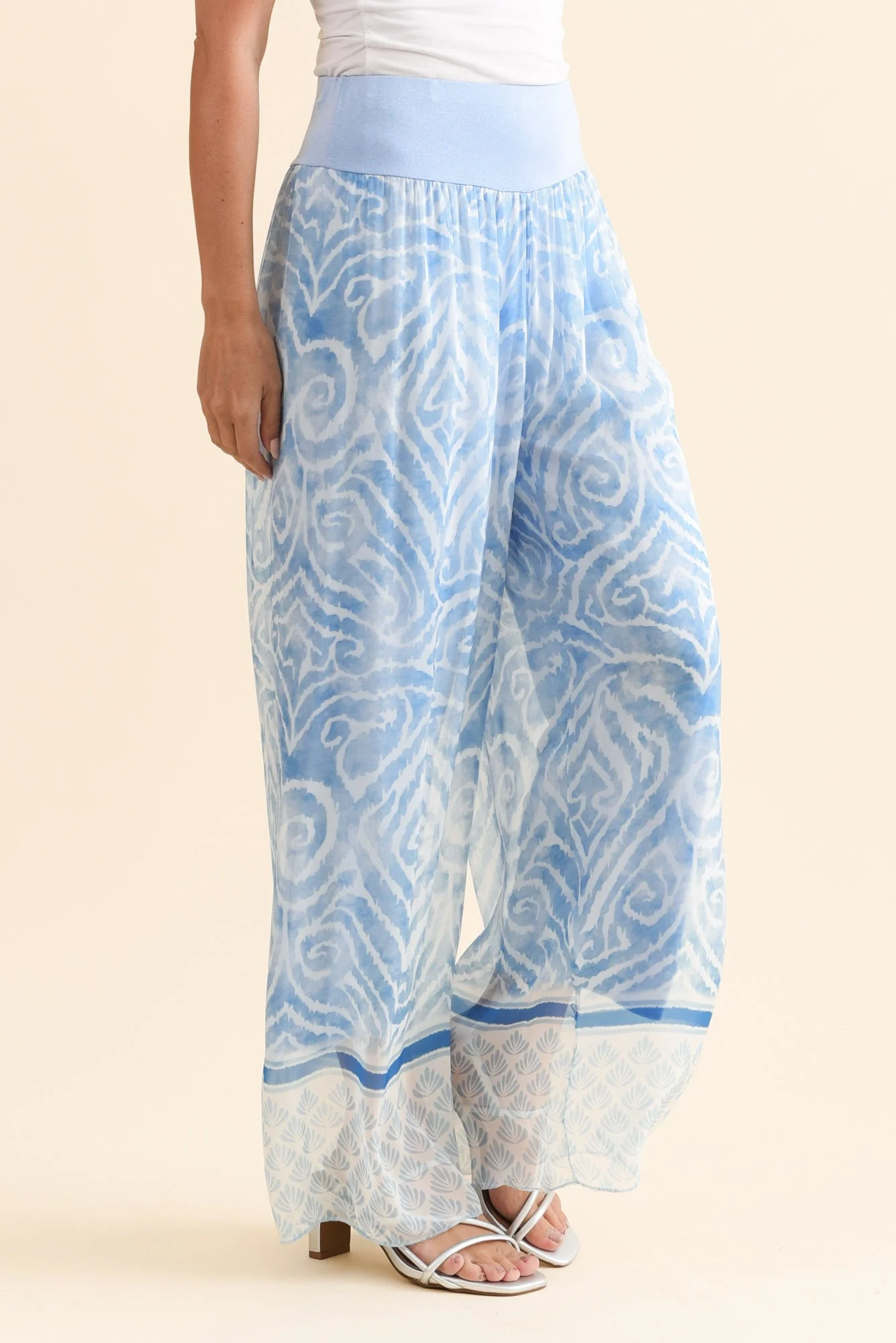 Reba Blue Swirl Silk Layer Pants - Image 3