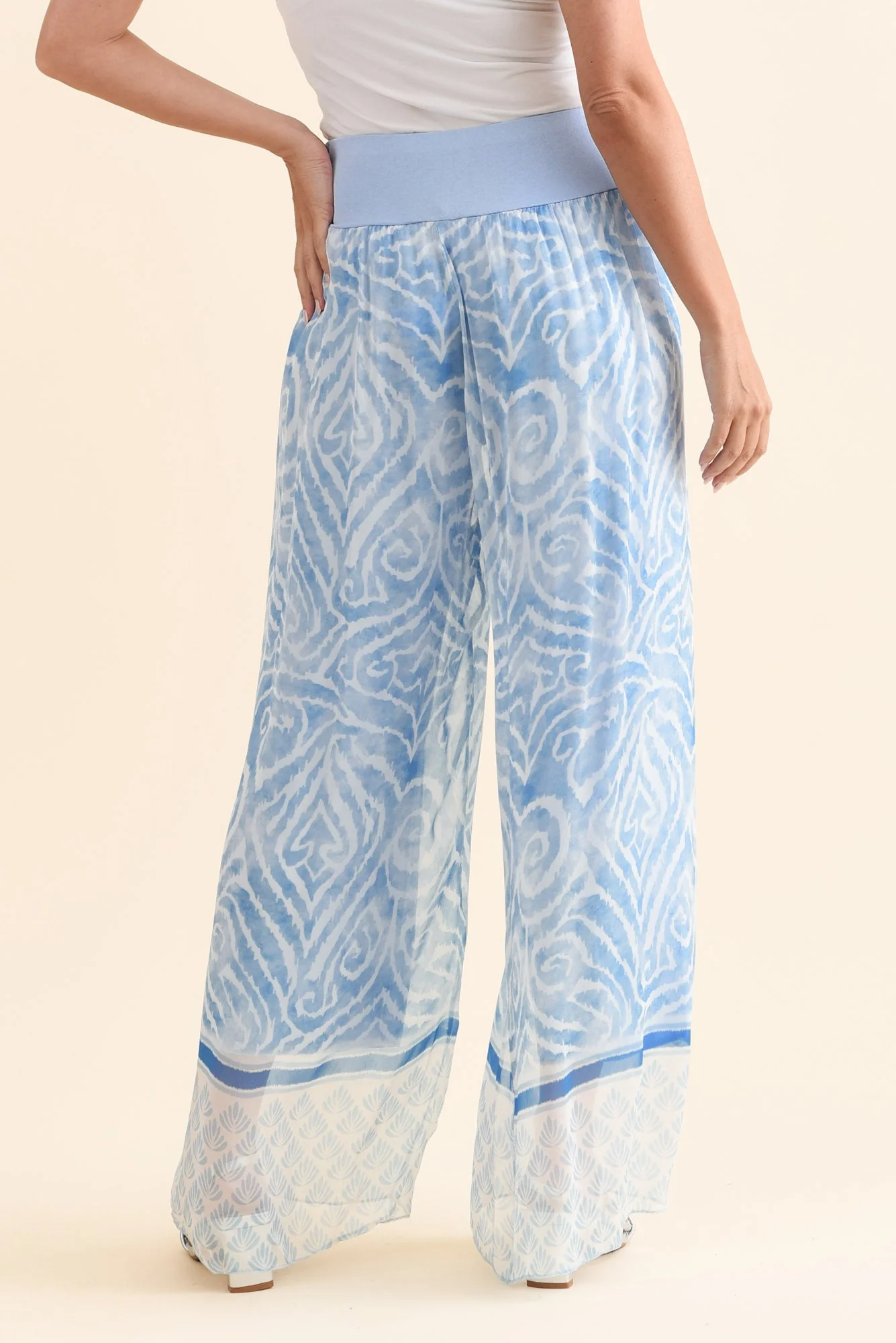 Reba Blue Swirl Silk Layer Pants - Image 4