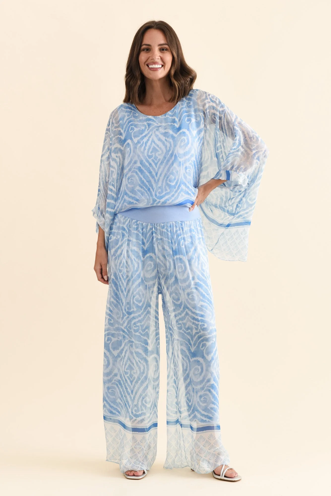 Reba Blue Swirl Silk Layer Pants - Image 6
