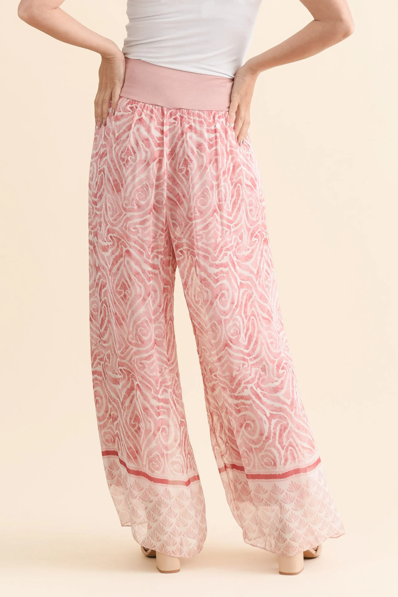 Reba Pink Abstract Silk Layer Pants - Image 4