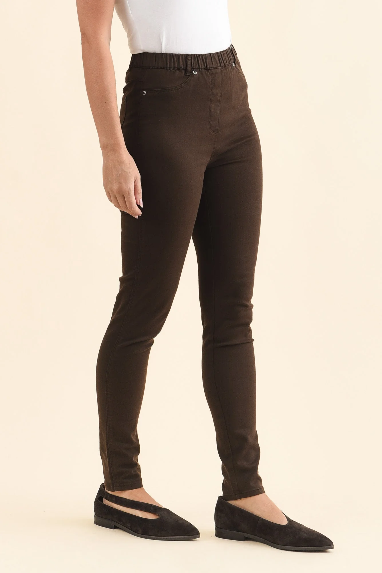 Reed Chocolate Stretch Cotton Pants - Image 3