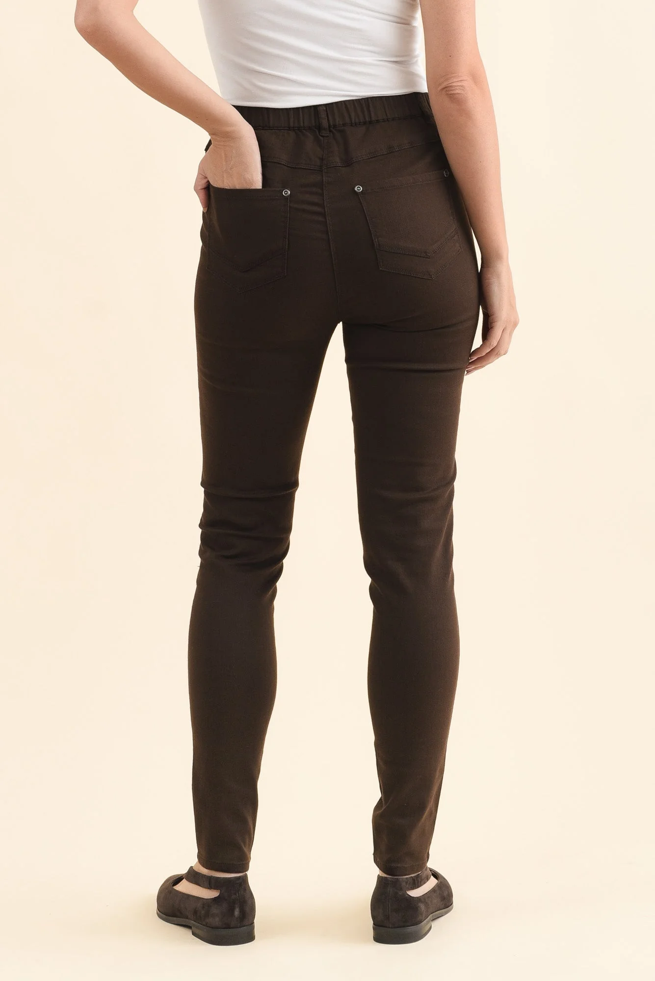 Reed Chocolate Stretch Cotton Pants - Image 4