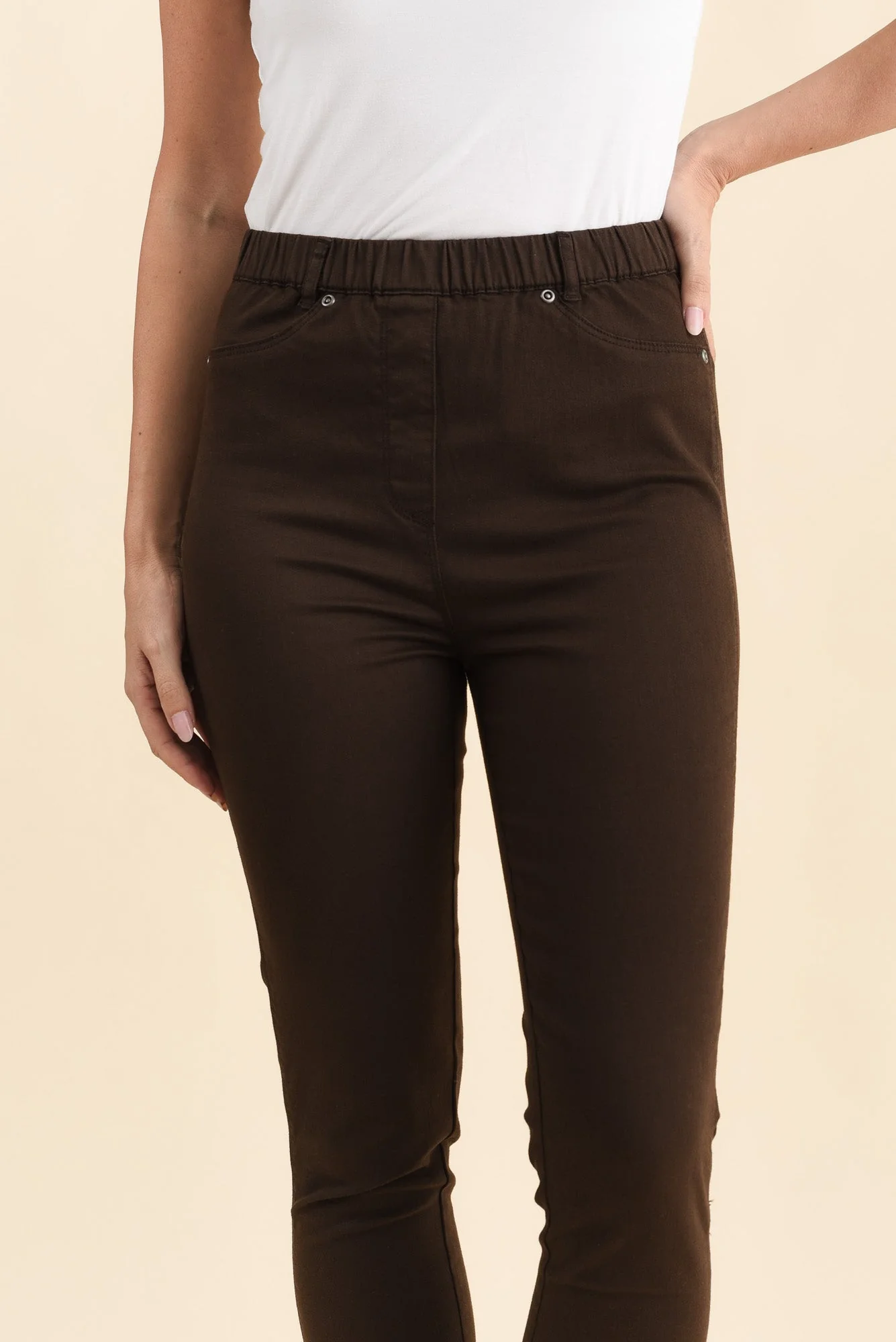 Reed Chocolate Stretch Cotton Pants - Image 5
