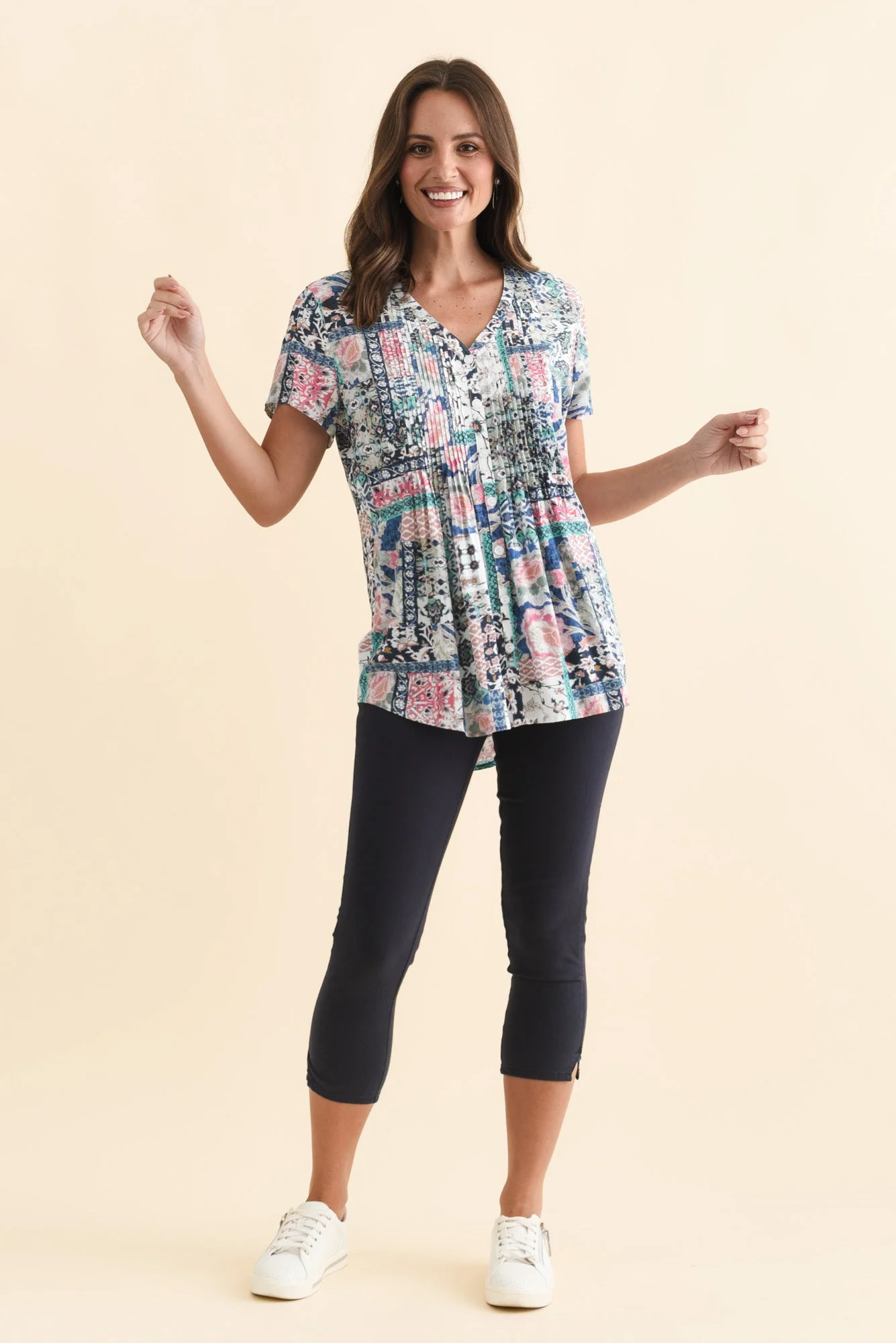 Reed Navy Stretch Cotton Capri Pants - Image 3