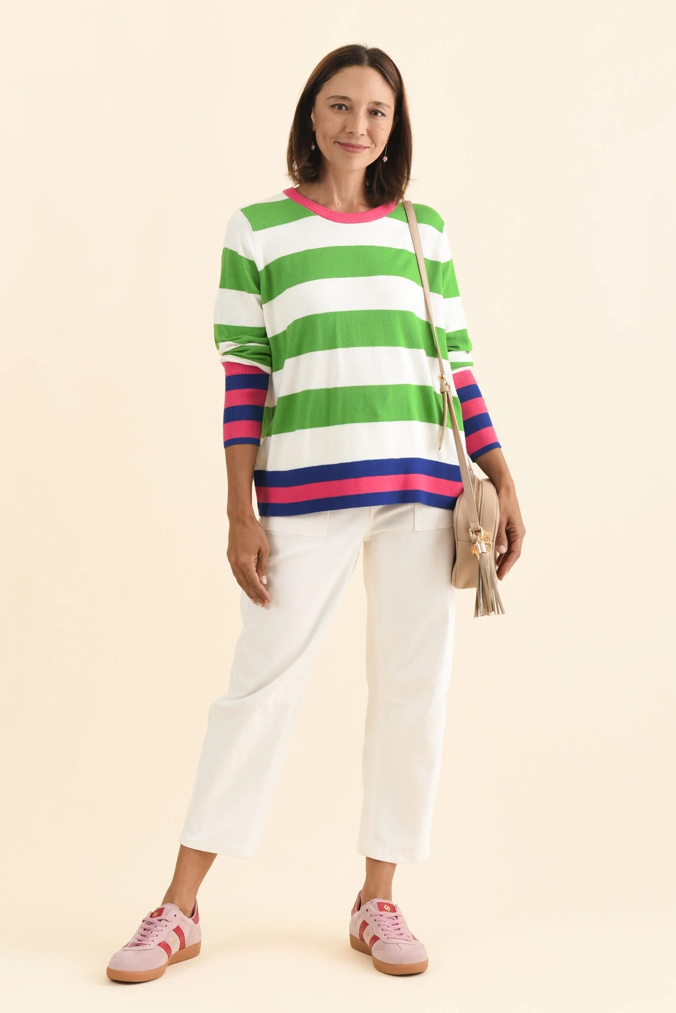 Reggie Green Stripe Long Sleeve Knit Top - Image 3