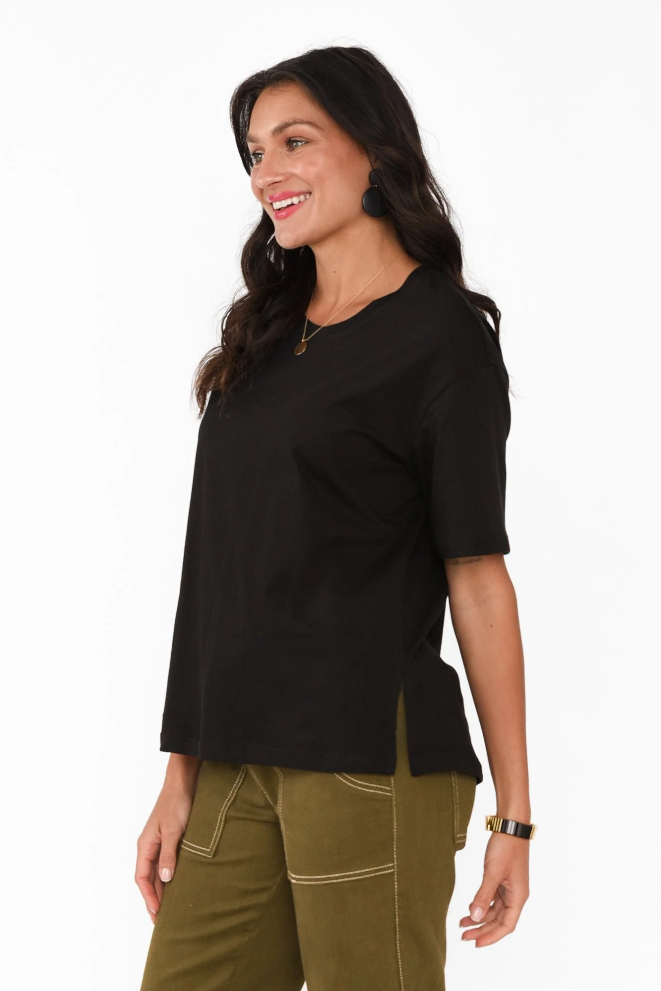 Relax Black Cotton Tee - Image 3