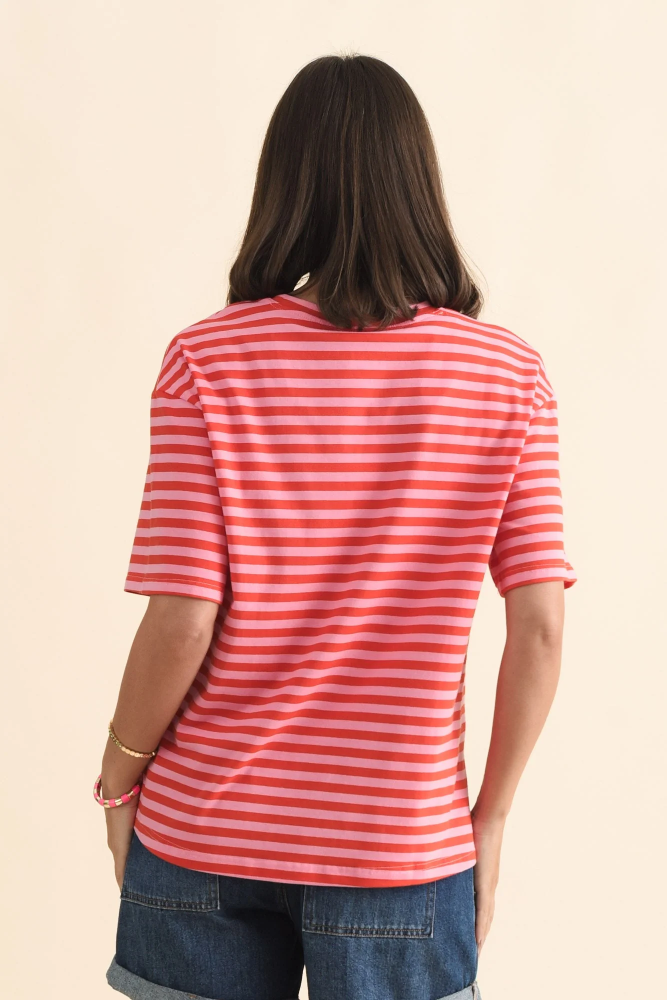 Relax Pink Stripe Cotton Tee - Image 4