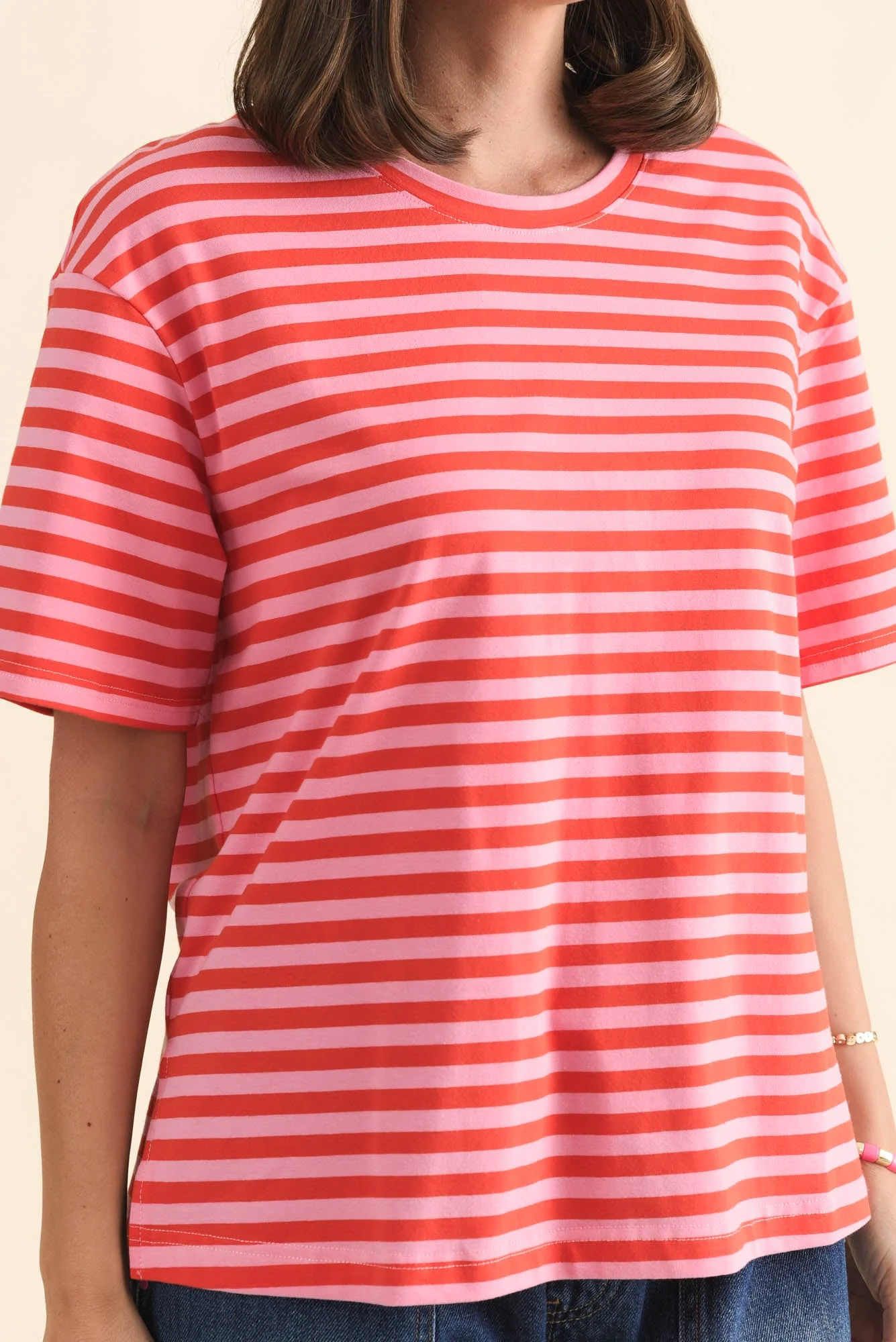 Relax Pink Stripe Cotton Tee - Image 5
