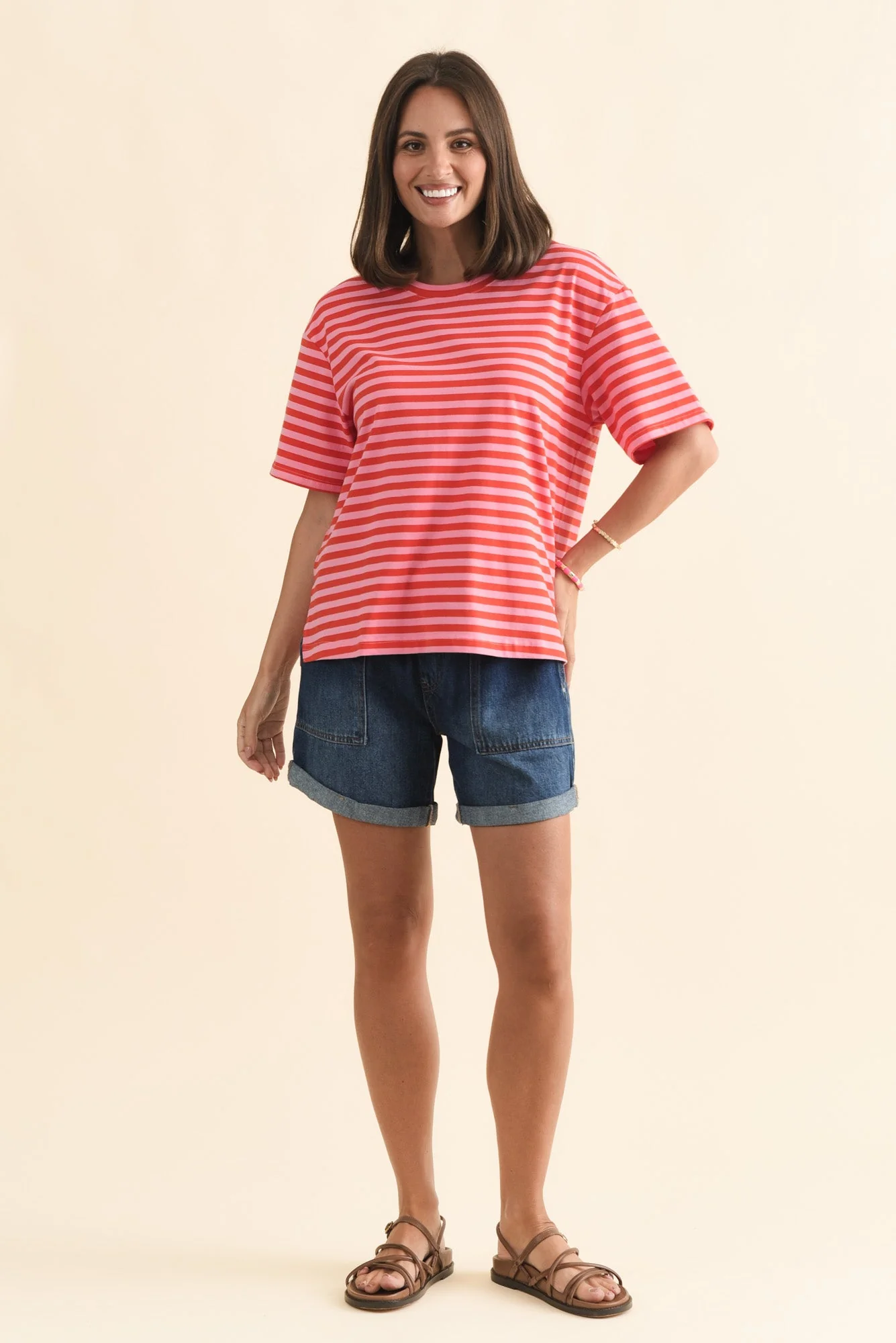 Relax Pink Stripe Cotton Tee - Image 6