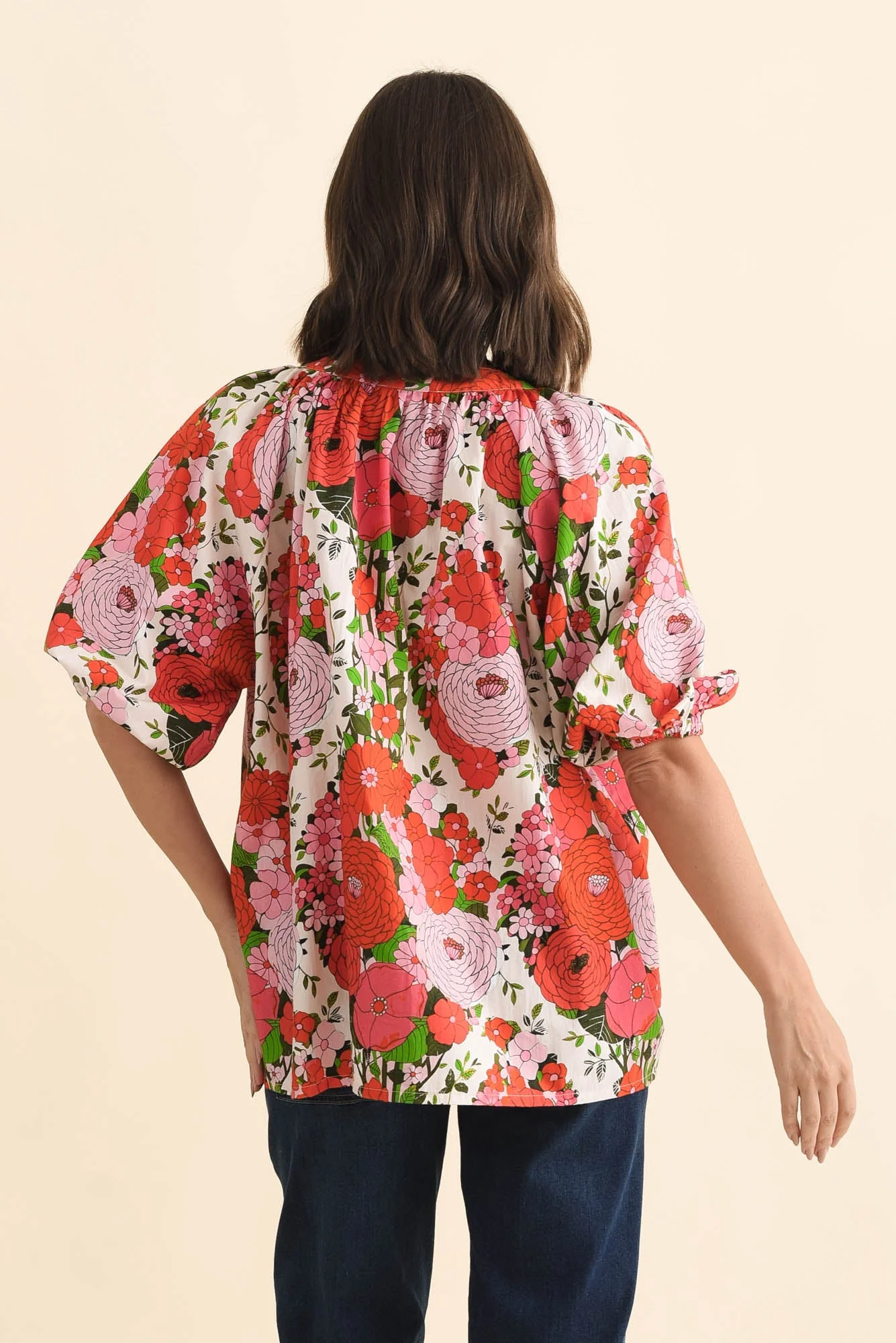 Renee Pink Floral Cotton Blouse - Image 4