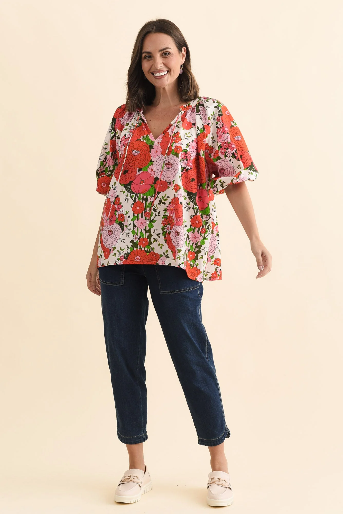 Renee Pink Floral Cotton Blouse - Image 6