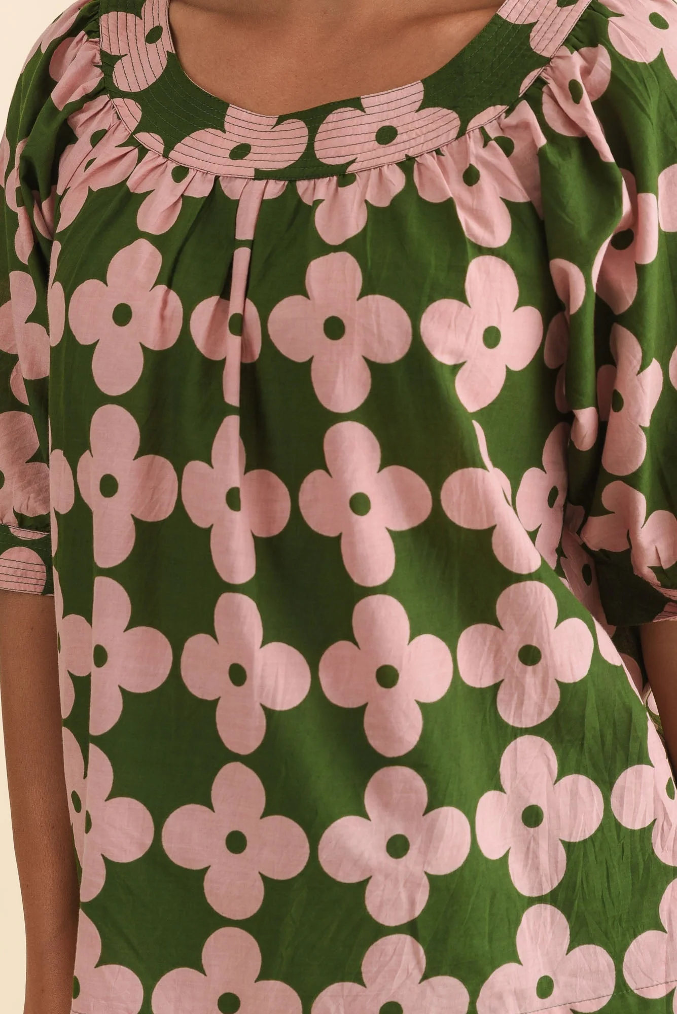 Rhea Green Geo Cotton Top - Image 5