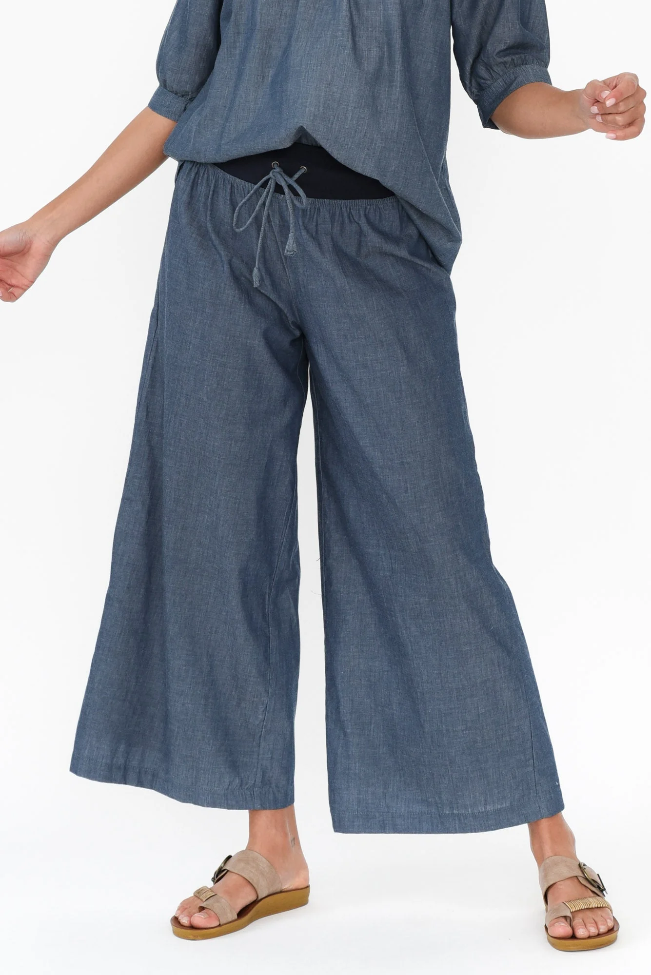 Ria Steel Cotton Drawstring Pants - Image 2