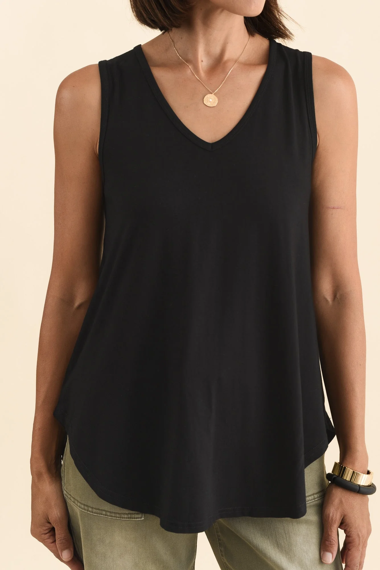 Rihanna Black Bamboo Tank - Image 6
