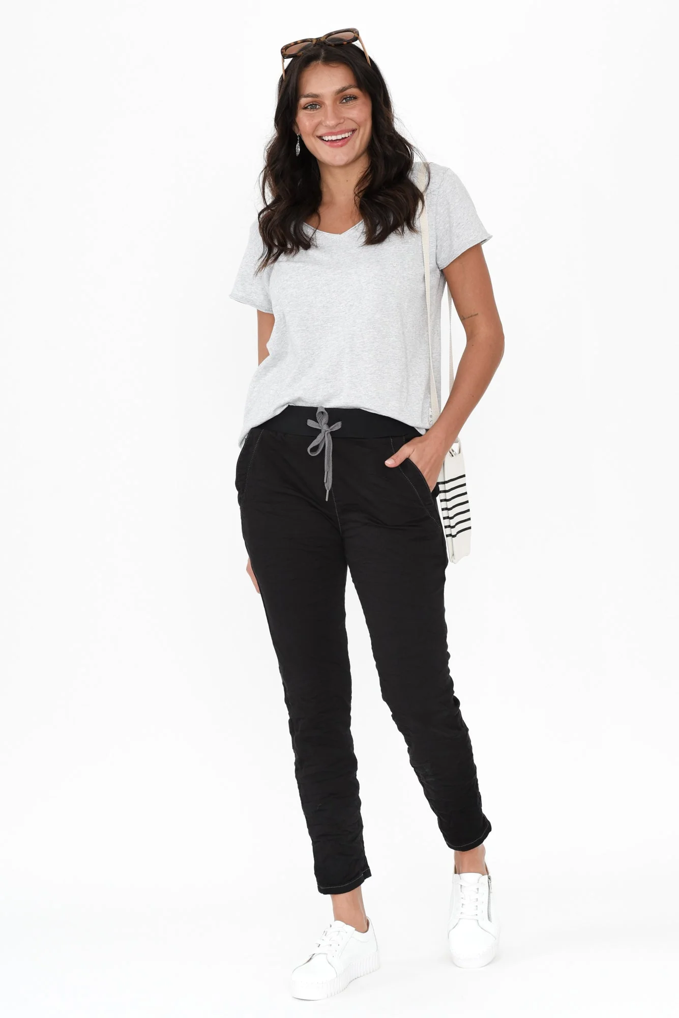 Riley Black Denim Jogger Pants - Image 2
