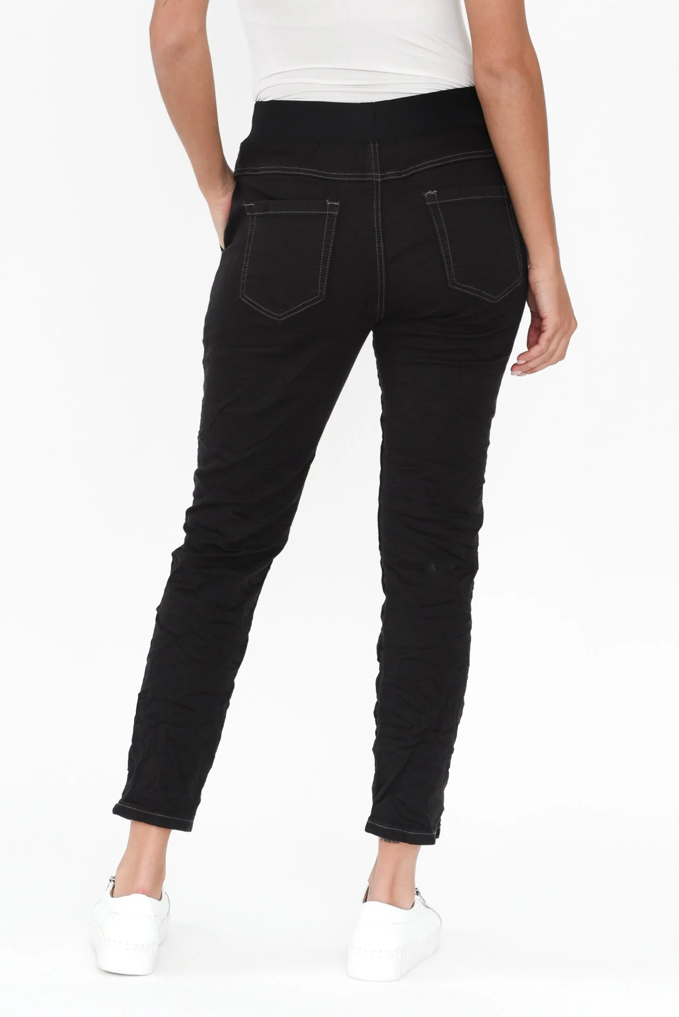 Riley Black Denim Jogger Pants - Image 4