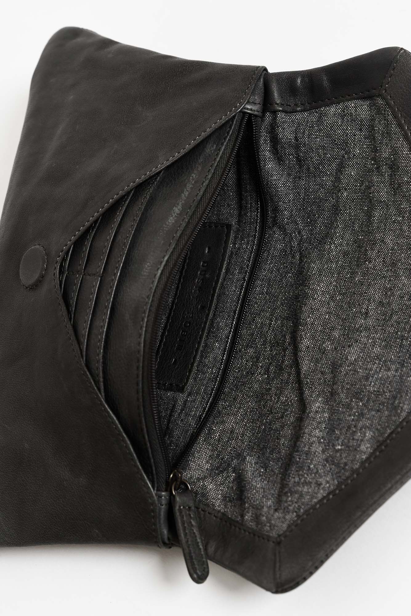 Riley Charcoal Leather Clutch - Image 2