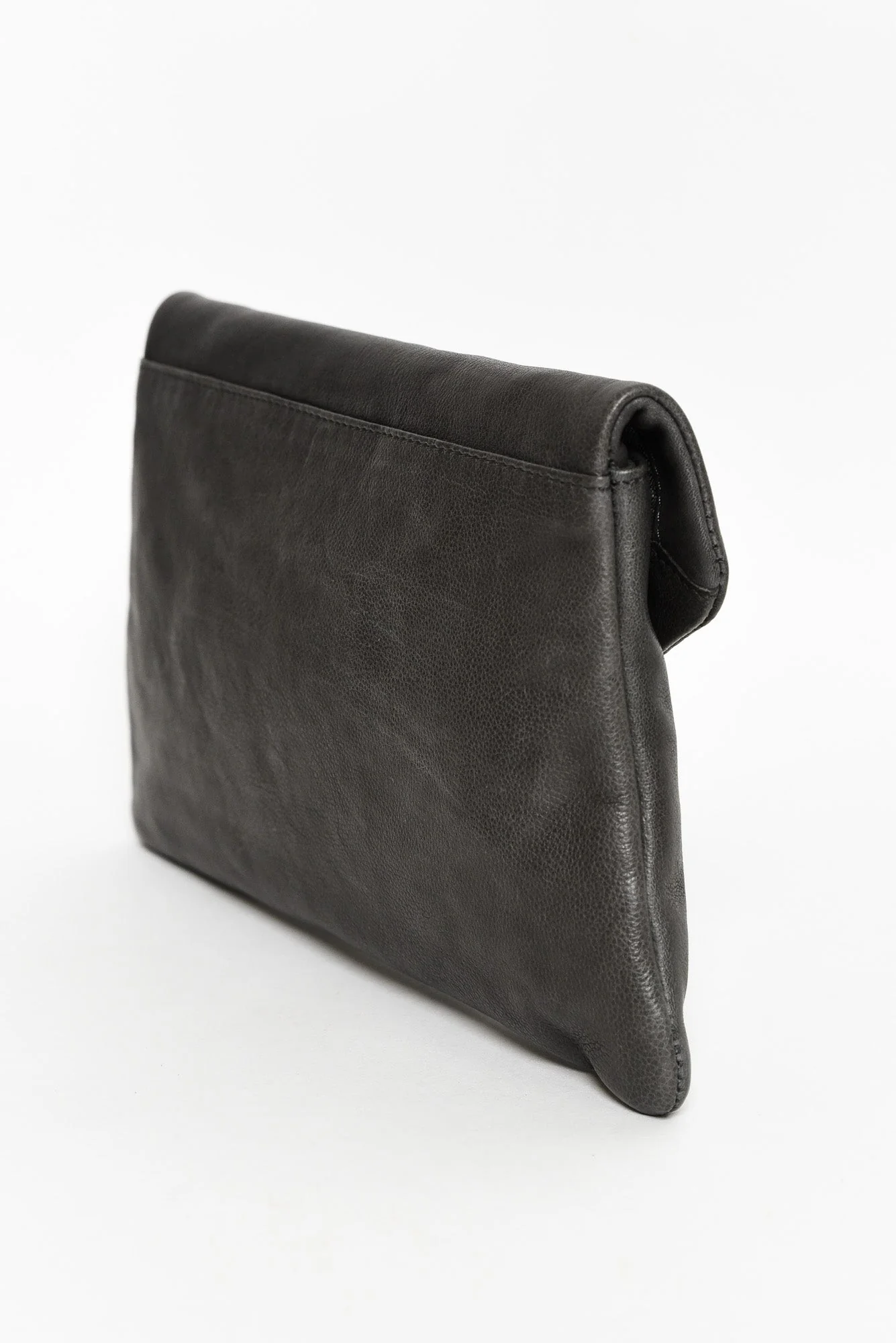 Riley Charcoal Leather Clutch - Image 3