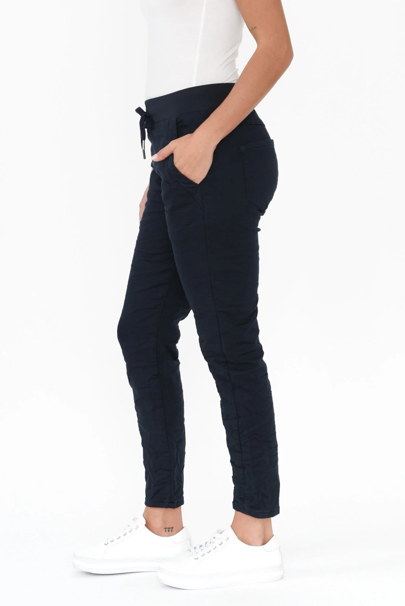 Riley Navy Denim Jogger Pants - Image 4