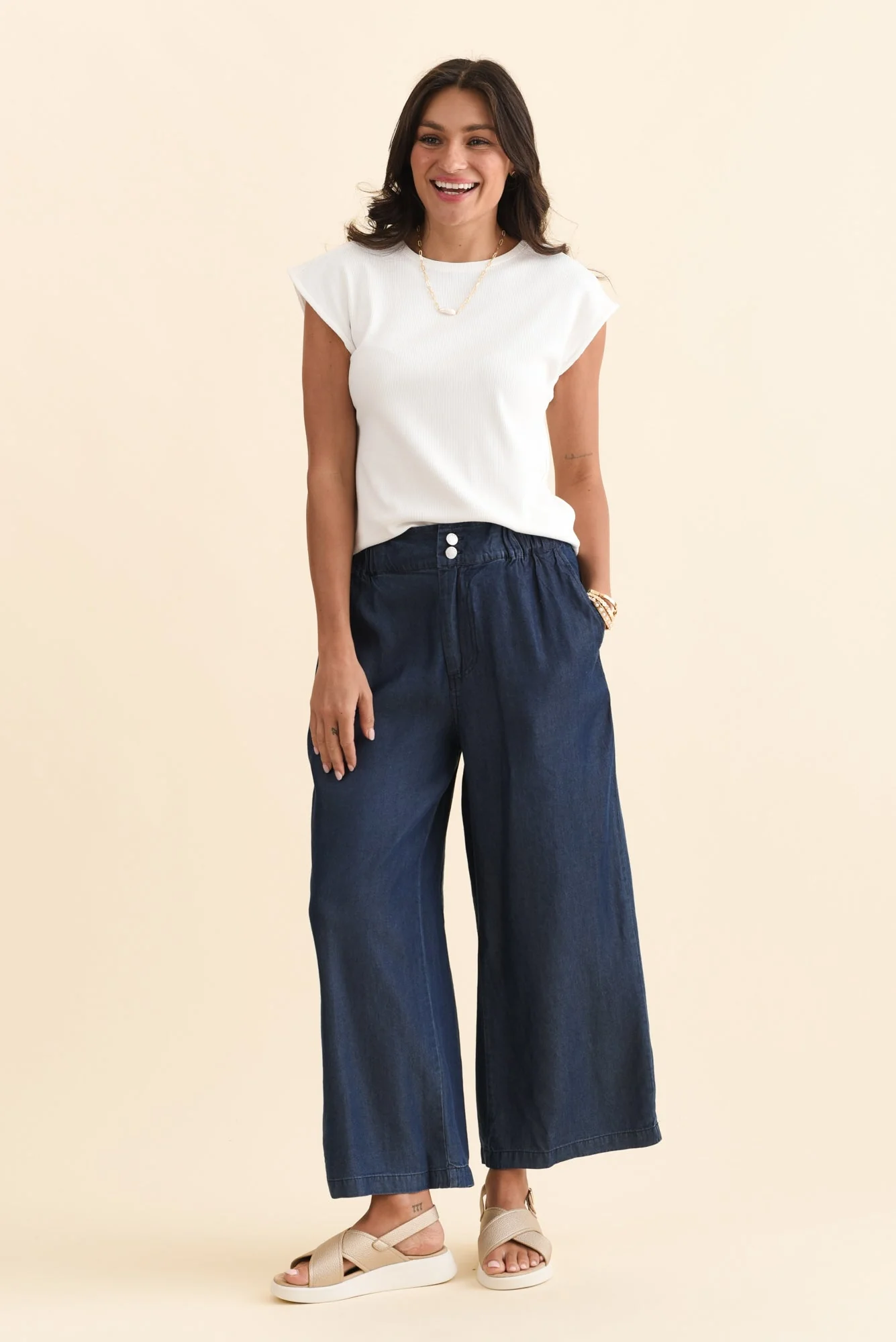 Rio Dark Blue Lyocell Relaxed Pants - Image 3