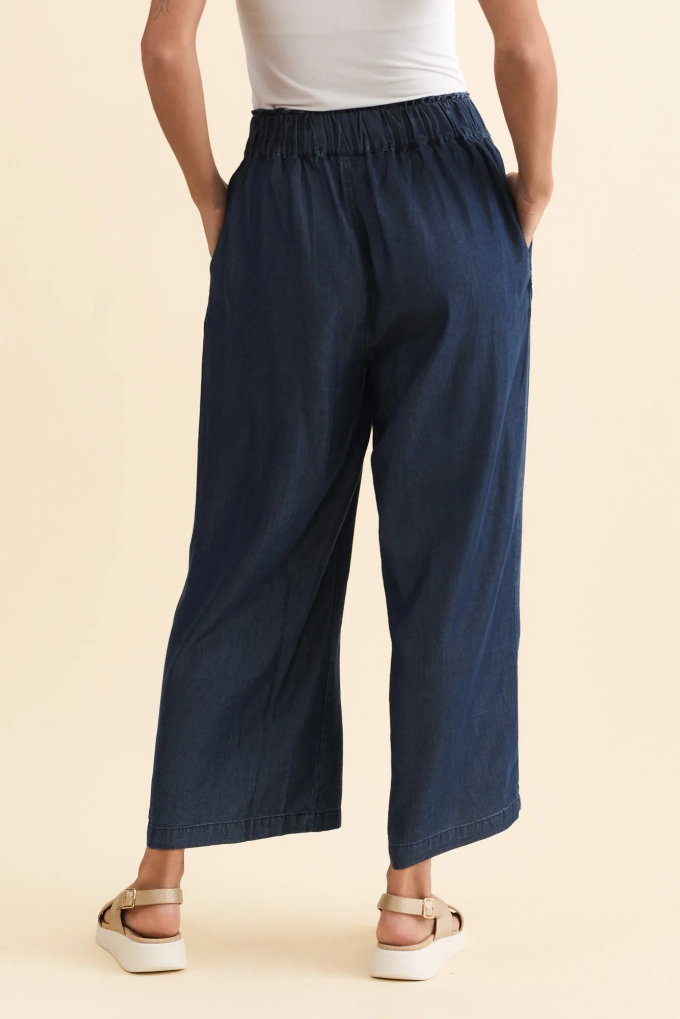 Rio Dark Blue Lyocell Relaxed Pants - Image 5
