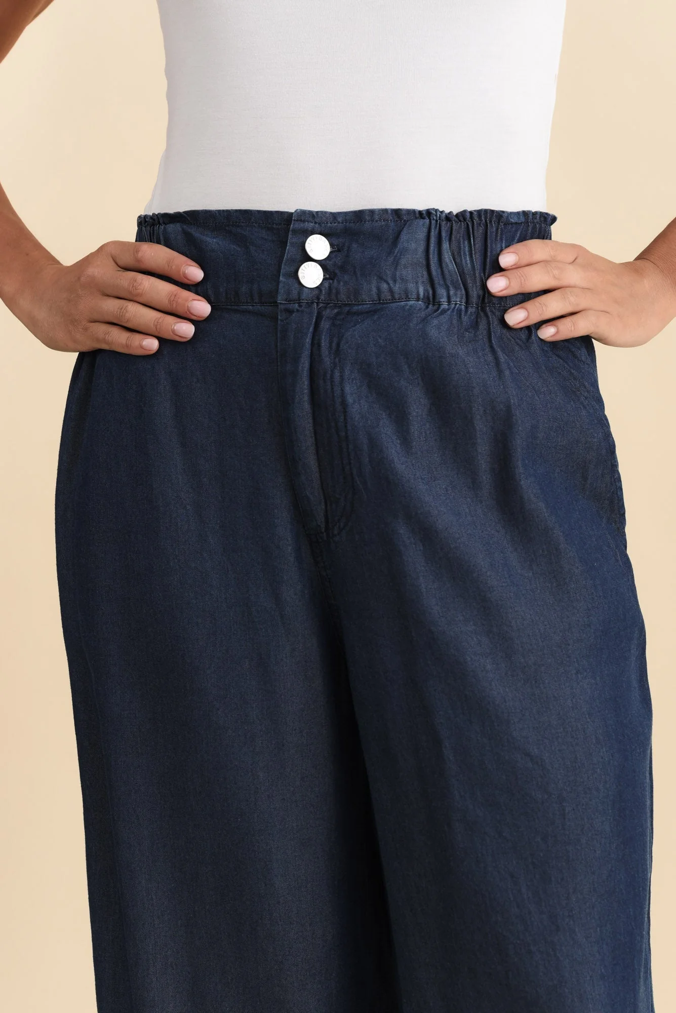Rio Dark Blue Lyocell Relaxed Pants - Image 6
