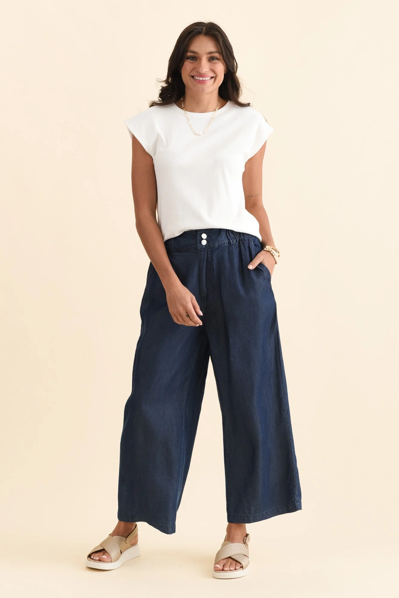 Rio Dark Blue Lyocell Relaxed Pants - Image 7