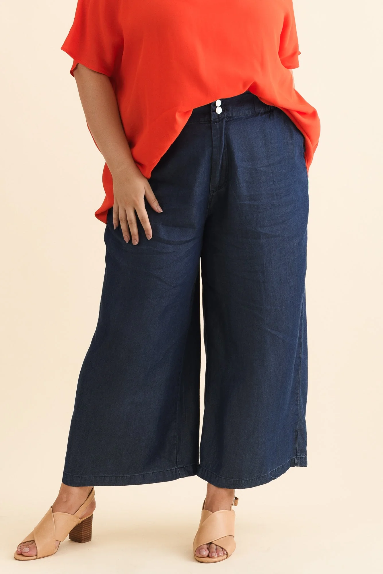 Rio Dark Blue Lyocell Relaxed Pants - Image 8