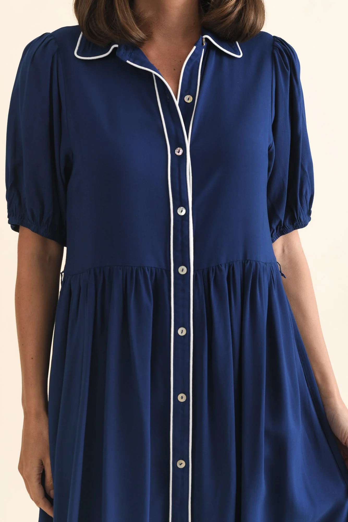 Rio Reef Navy Contrast Shirt Dress - Image 5