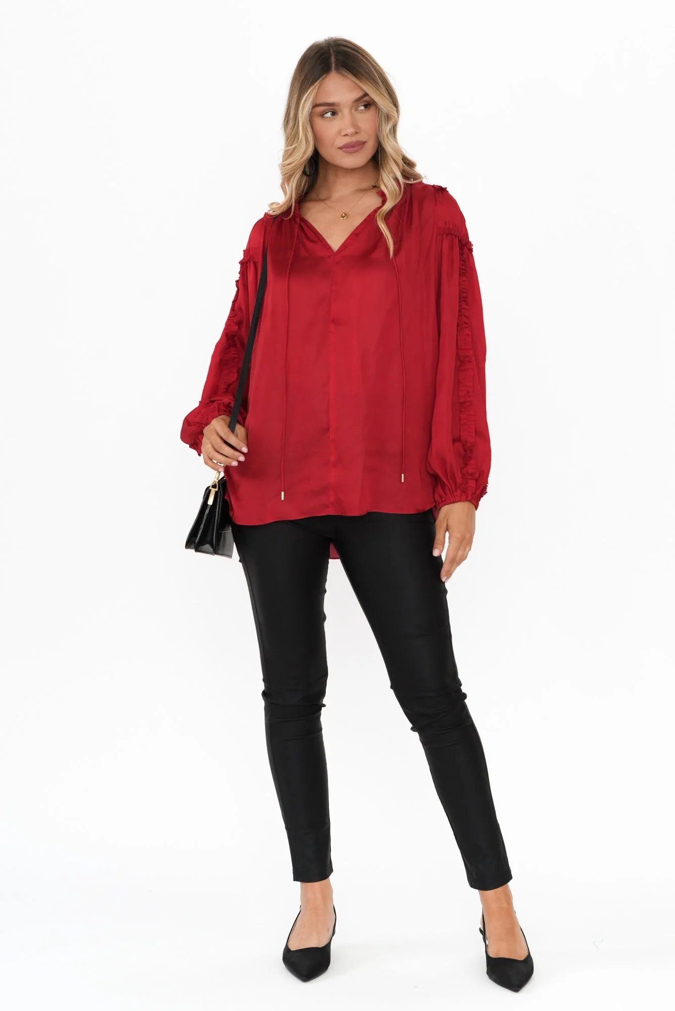 Ritz Cherry V Neck Blouse - Image 2