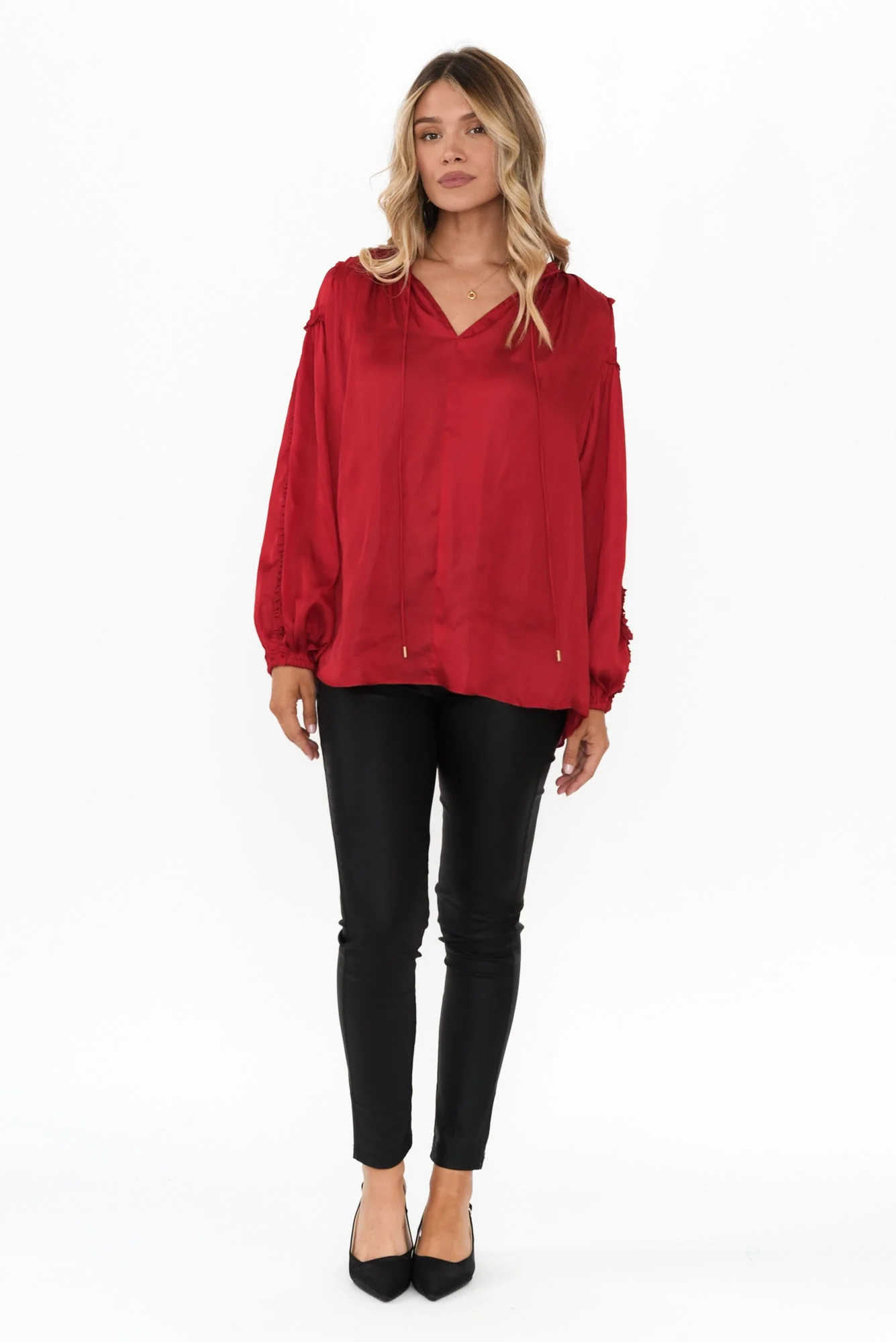 Ritz Cherry V Neck Blouse - Image 6