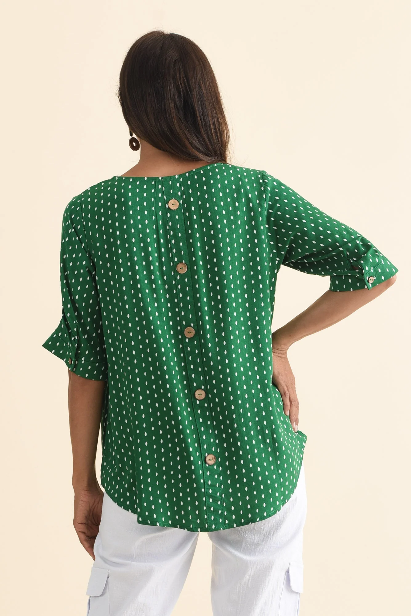 Riveria Green Dash V Neck Top - Image 4