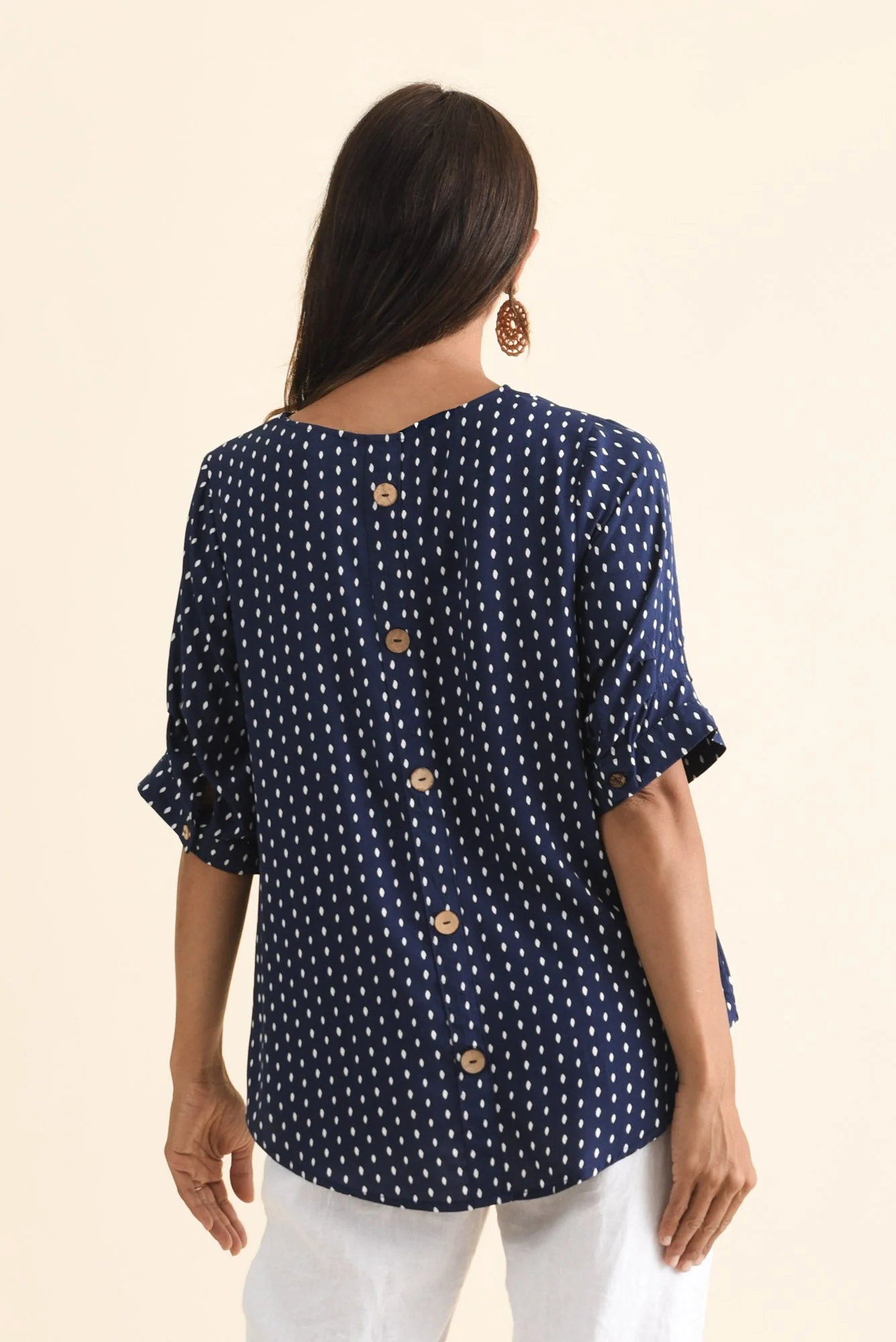 Riveria Navy Dash V Neck Top - Image 4