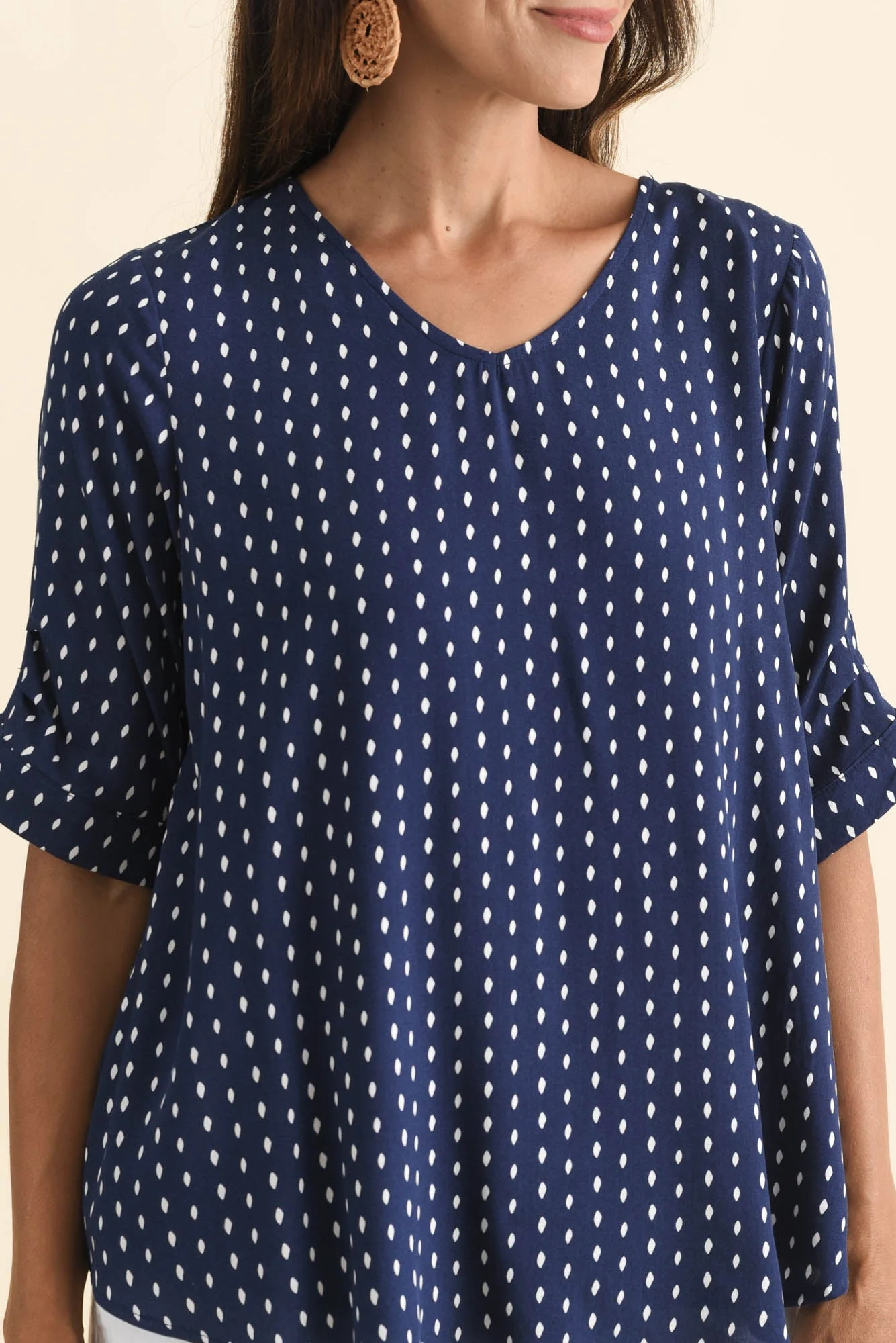 Riveria Navy Dash V Neck Top - Image 5