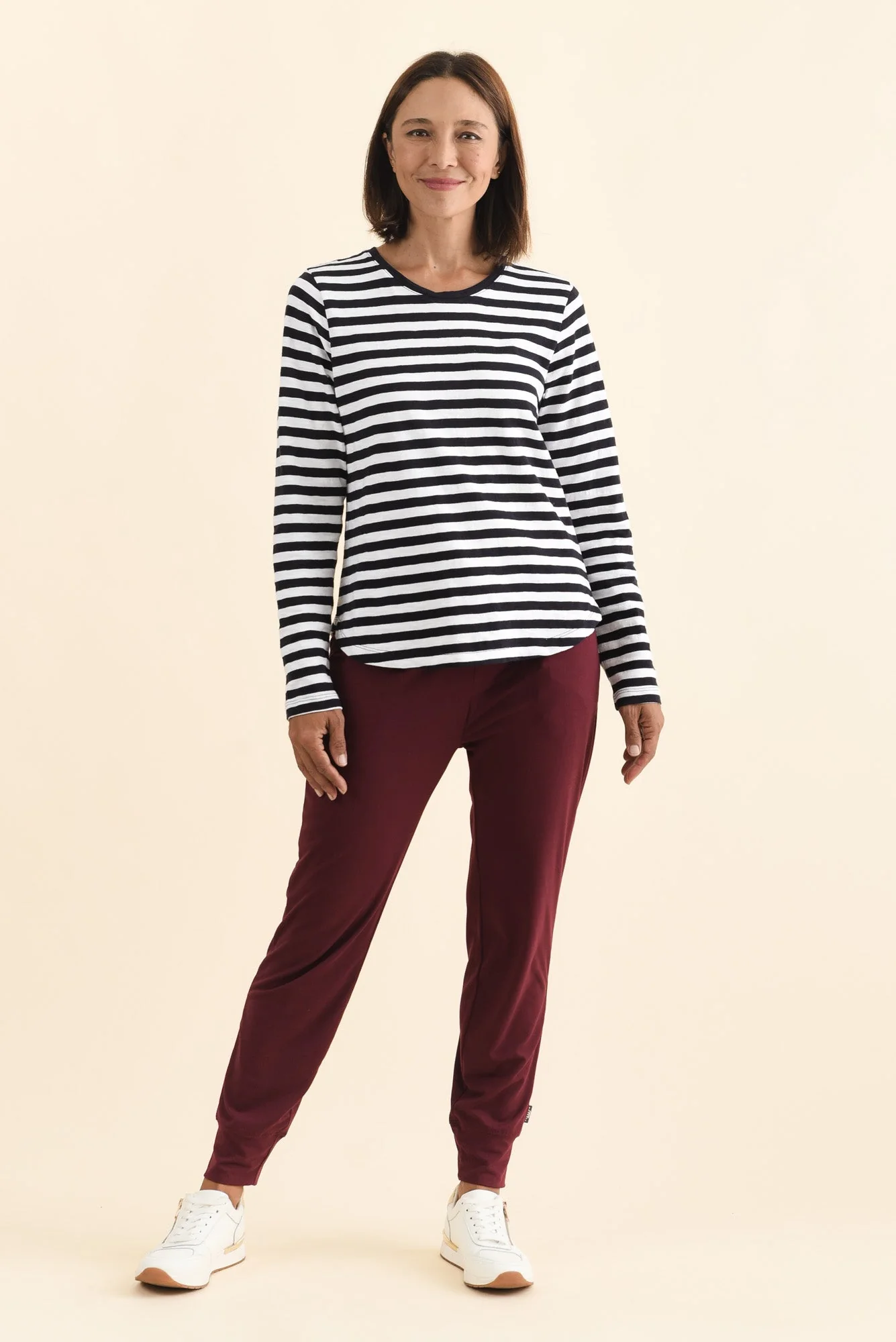Riviera Navy Stripe Cotton Long Sleeve Tee - Image 2