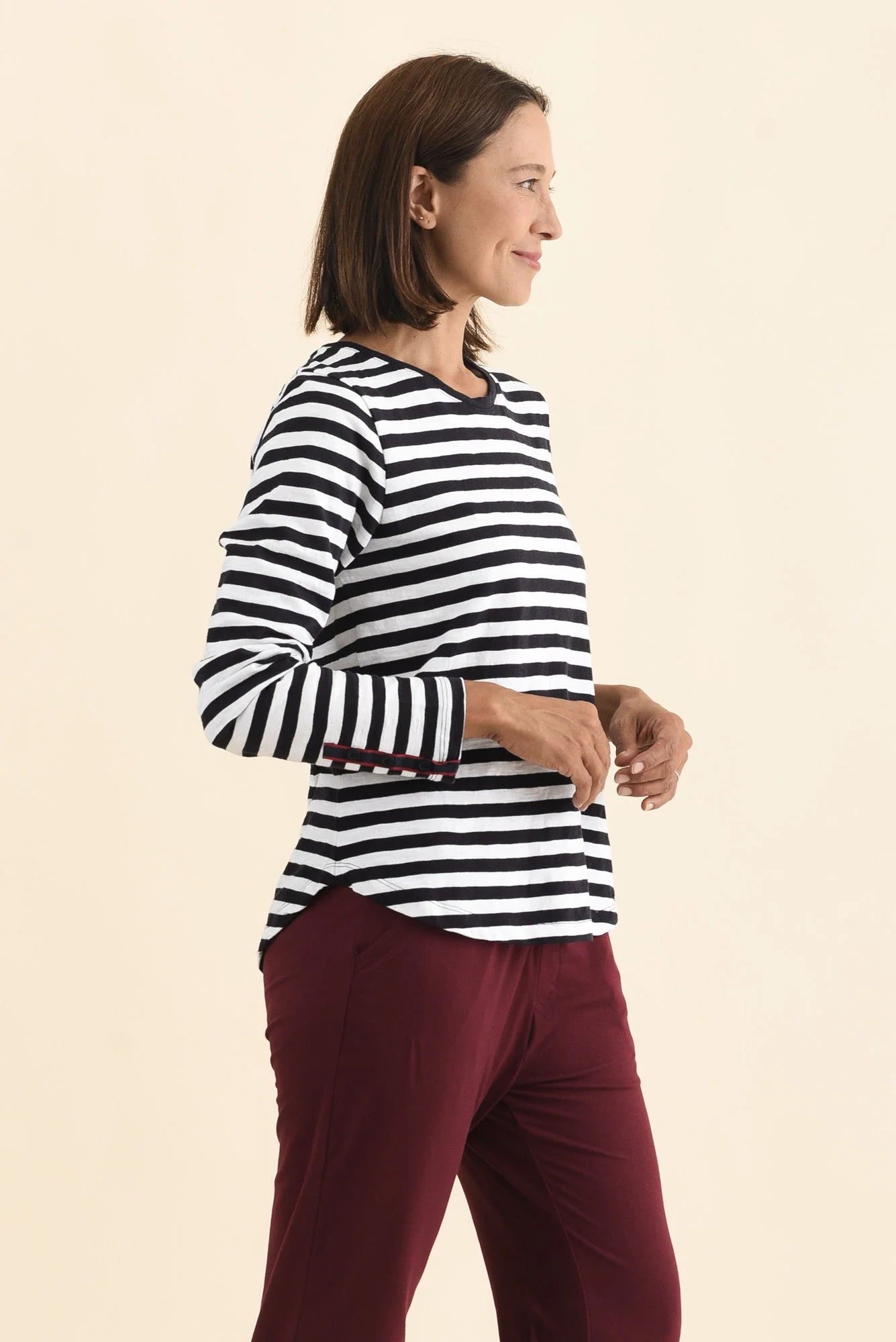 Riviera Navy Stripe Cotton Long Sleeve Tee - Image 3