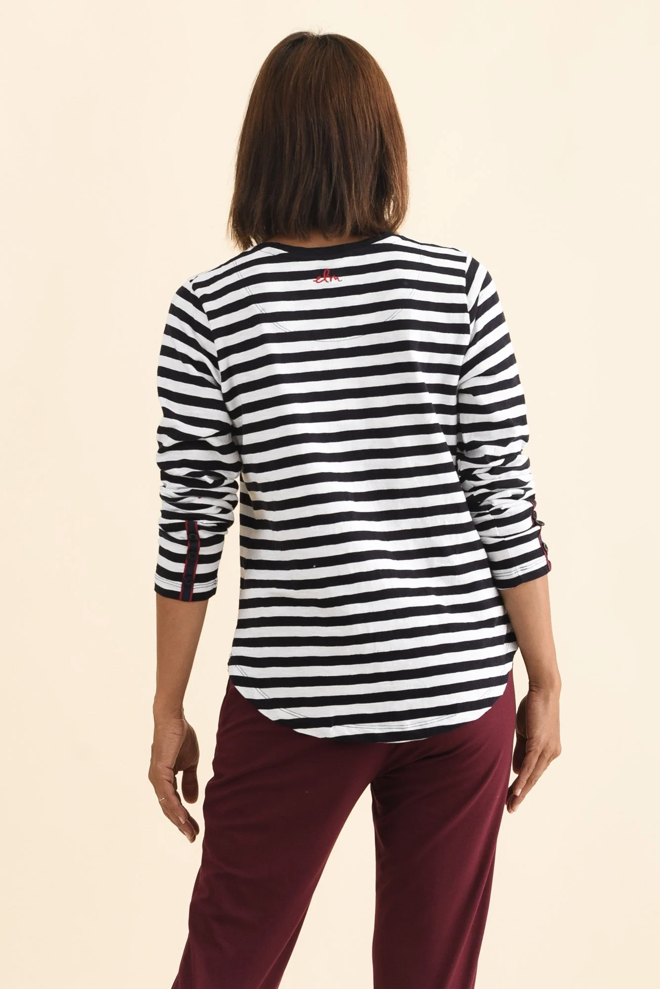 Riviera Navy Stripe Cotton Long Sleeve Tee - Image 4
