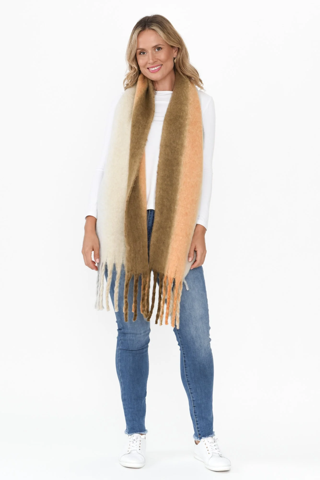 Rizzo Mustard Tassel Scarf - Image 2