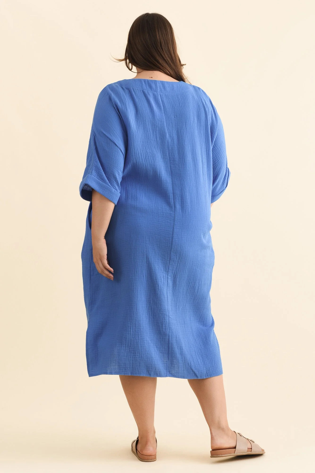 Roma Cobalt Cotton Cheesecloth Dress - Image 10