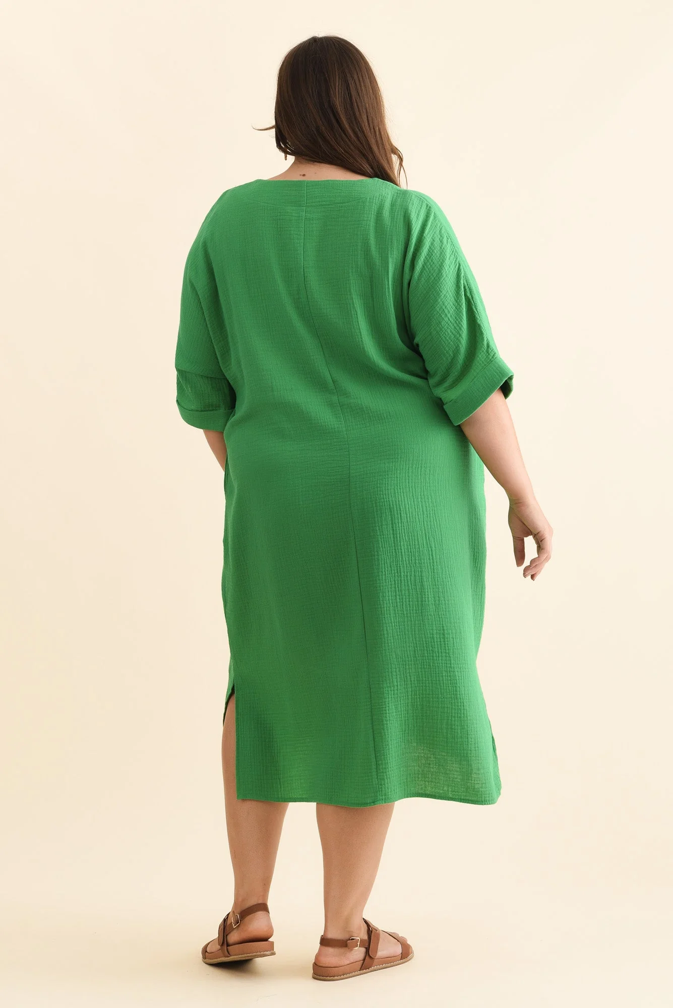 Roma Green Cotton Cheesecloth Dress - Image 11