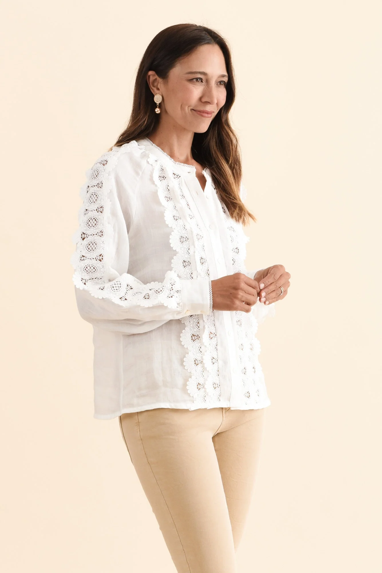 Romance White Lace Trim Blouse - Image 3