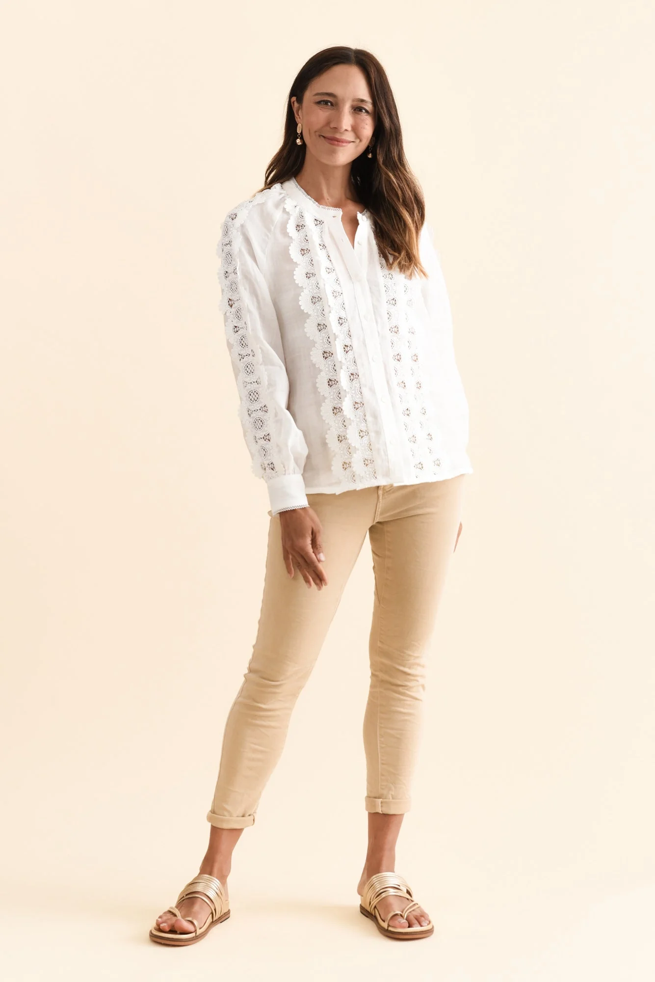 Romance White Lace Trim Blouse - Image 6