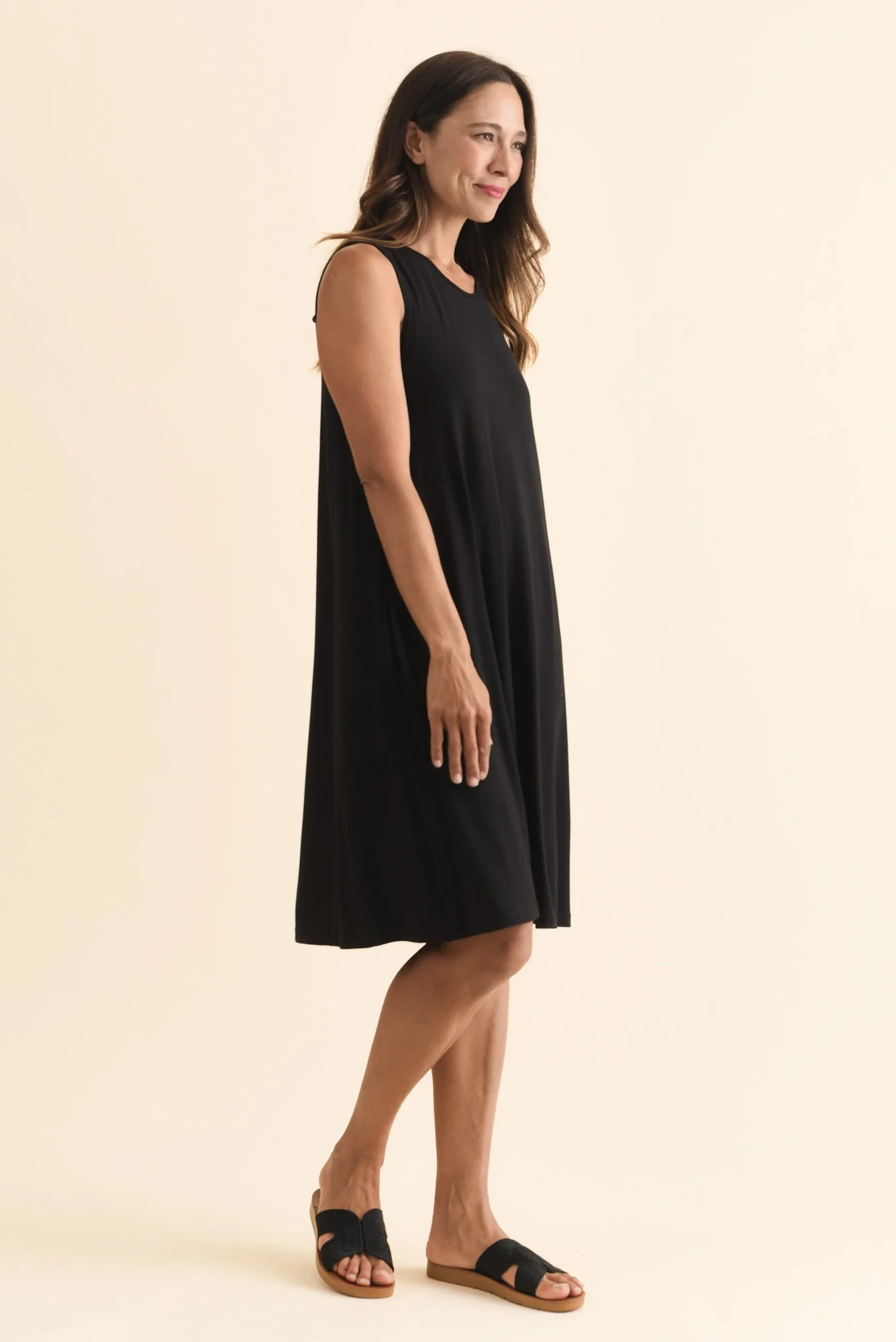 Romilda Black Bamboo Tank Dress - Image 3