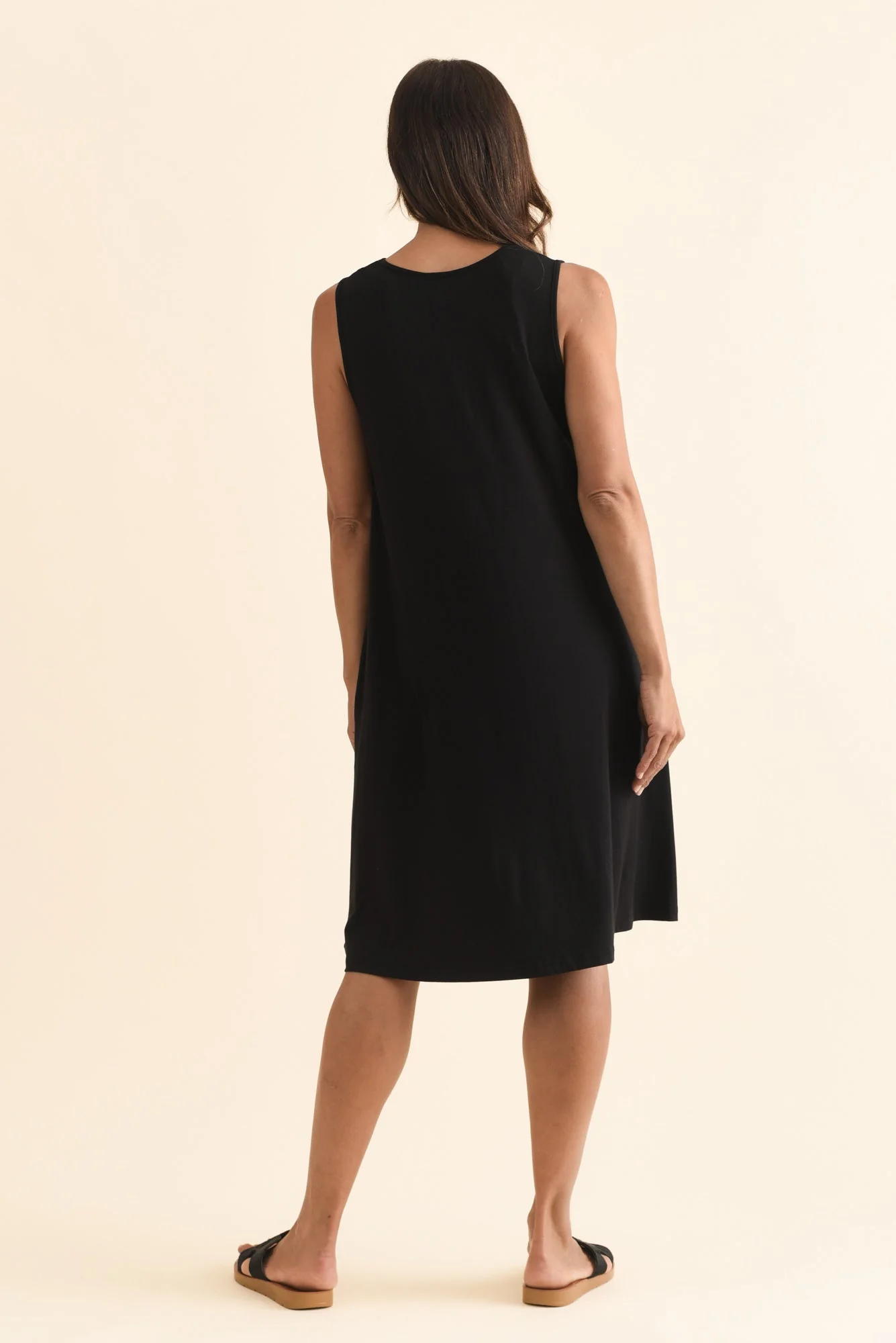 Romilda Black Bamboo Tank Dress - Image 4