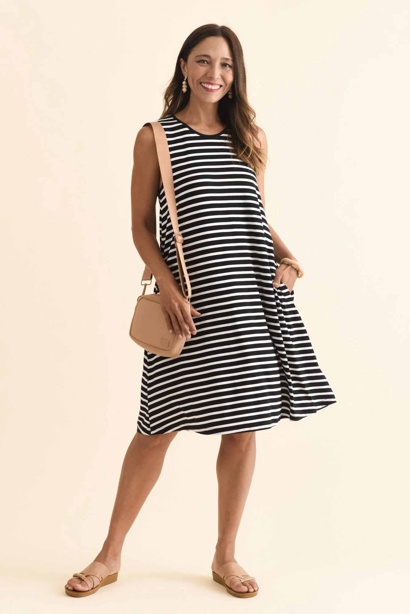 Romilda Black Stripe Bamboo Tank Dress - Image 2