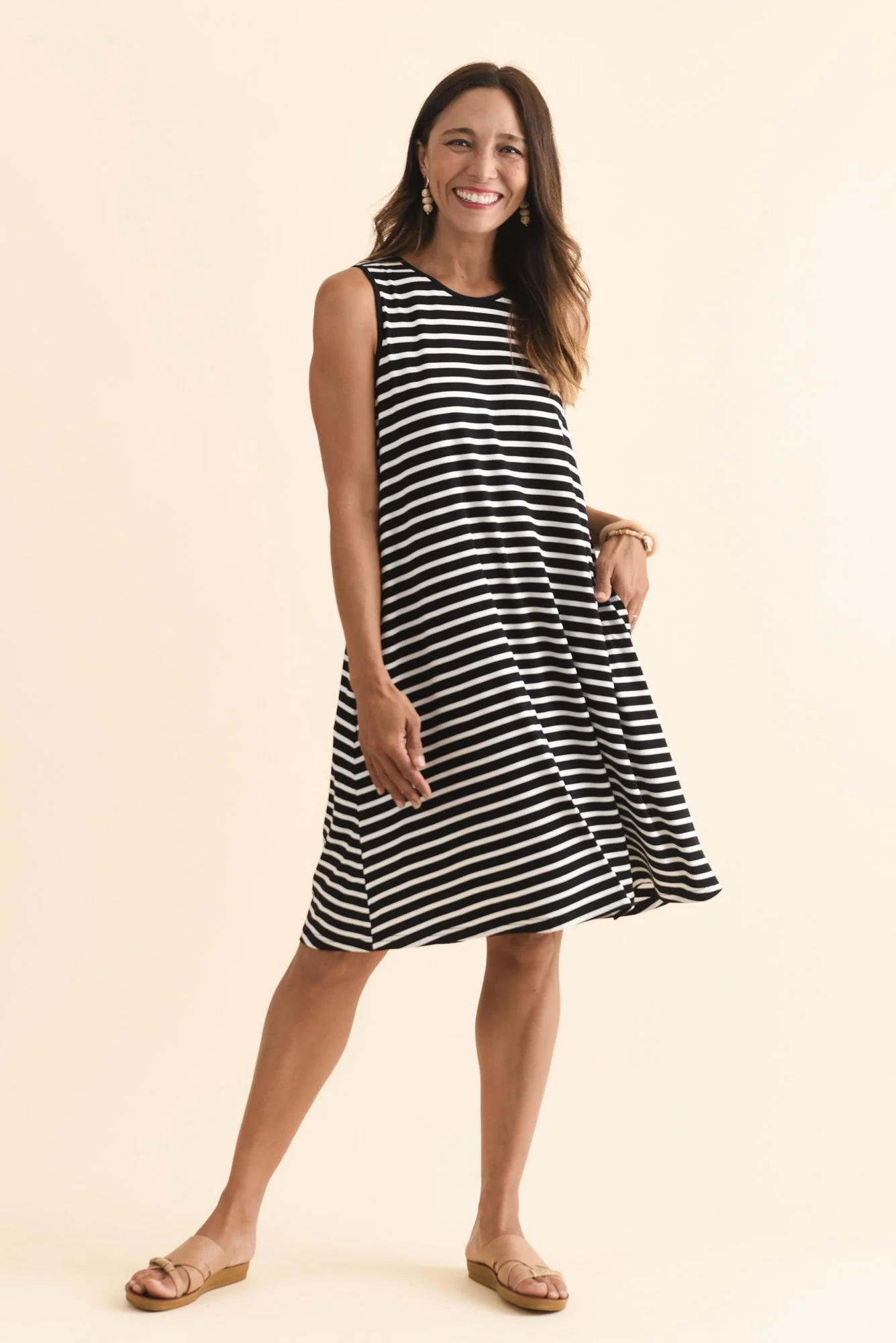 Romilda Black Stripe Bamboo Tank Dress - Image 3