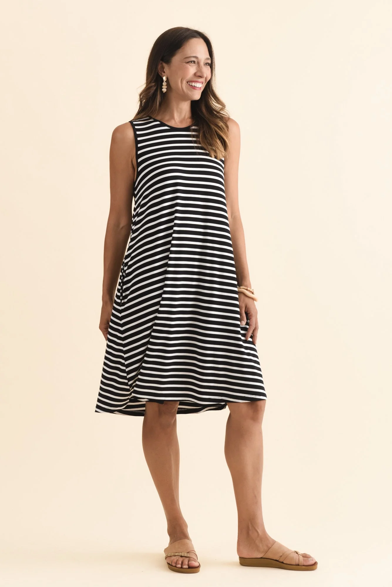 Romilda Black Stripe Bamboo Tank Dress - Image 4