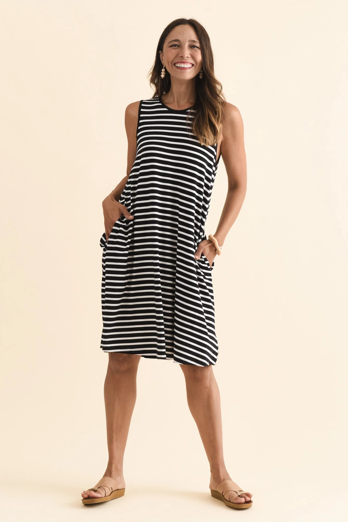 Romilda Black Stripe Bamboo Tank Dress - Image 7
