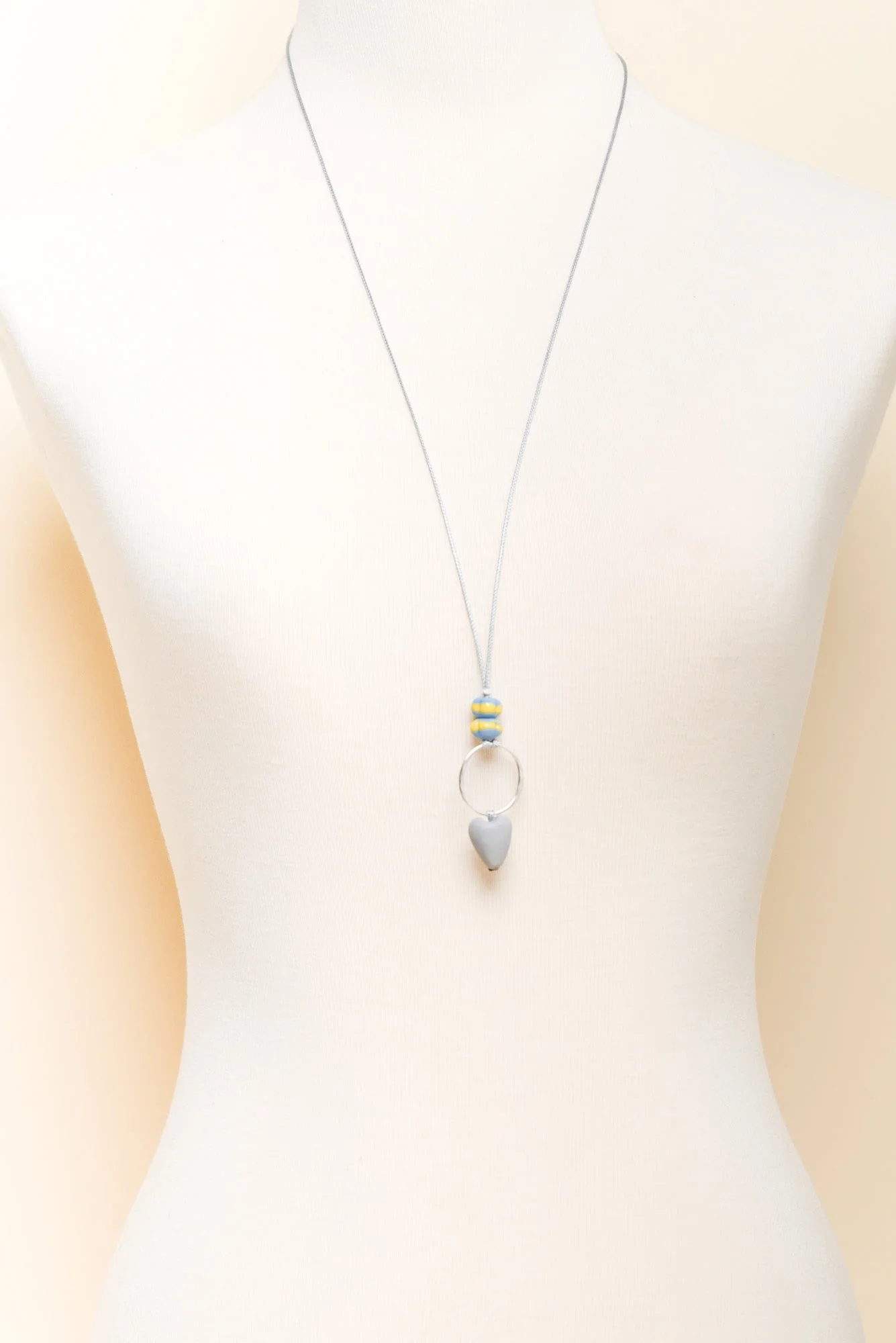 Romina Grey Heart Beaded Necklace - Image 2