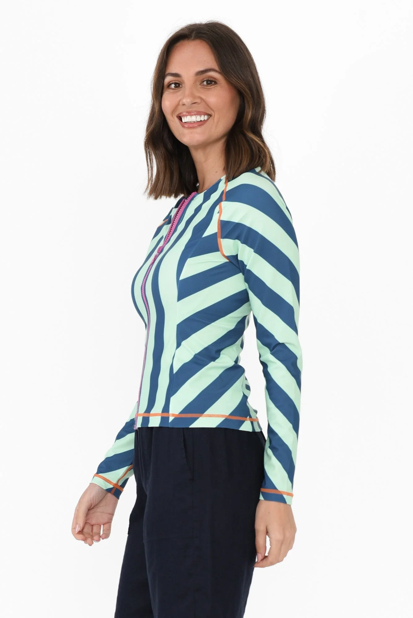 Rosa Blue Stripe Zip Rash Vest - Image 3